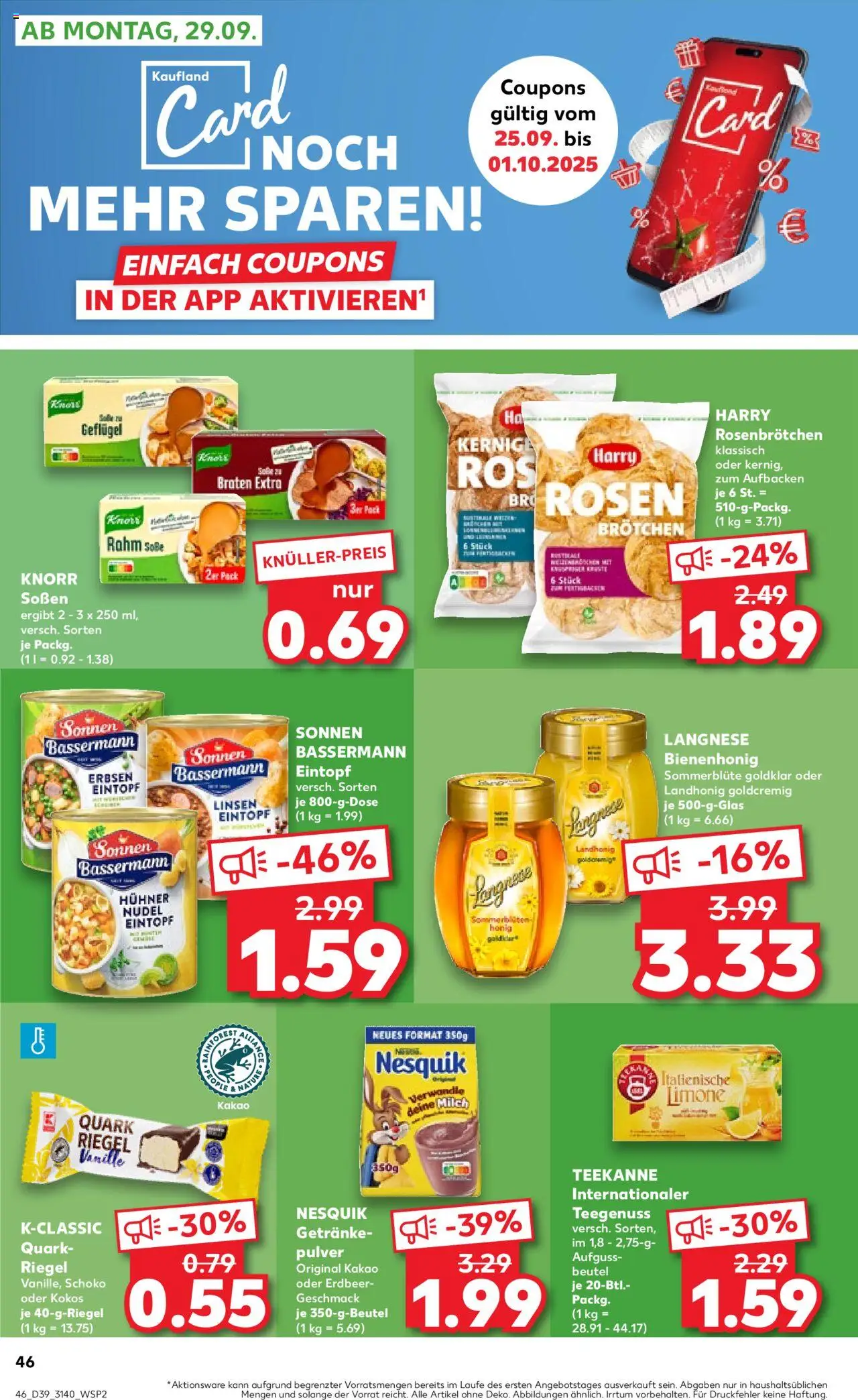 Kaufland prospekt Leipzig	 – gültig ab 25.09.2025 | Seite: 46 | Produkte: Langnese, Quark, Milch, Knorr