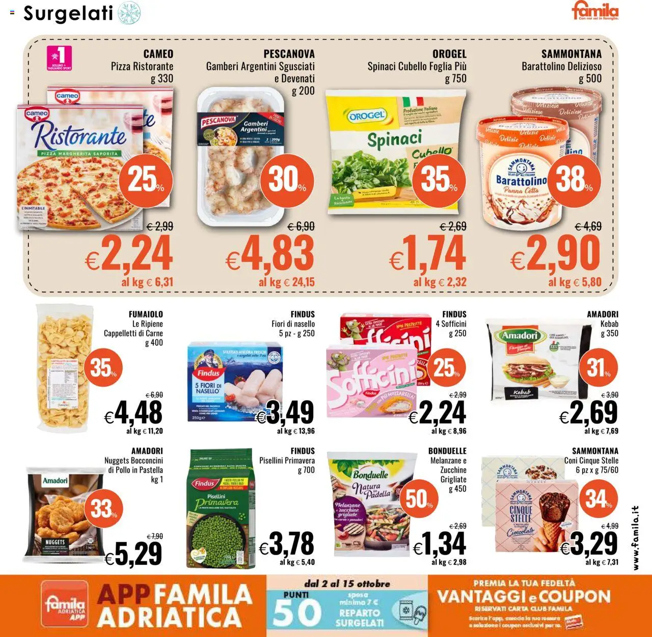 Volantino Famila del 02.10.2025 | Pagina: 7 | Prodotti: Mozzarella, Spinaci, Melanzane, Padella