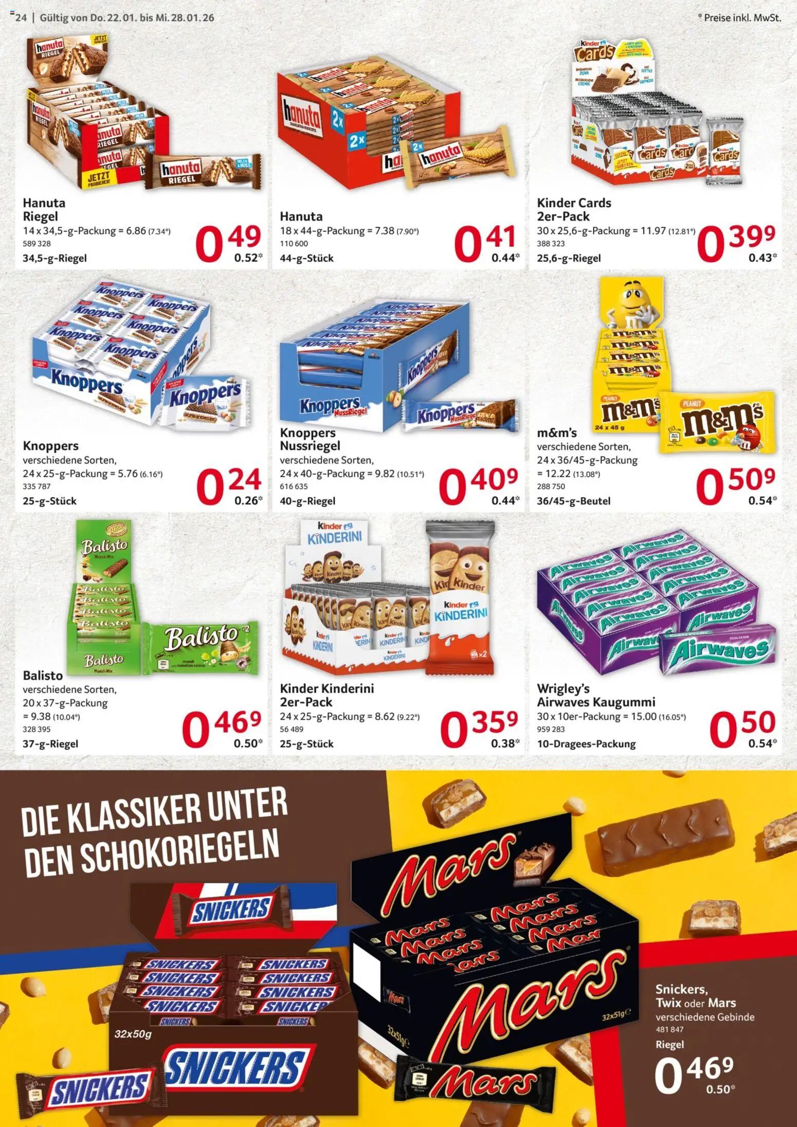Selgros Prospekt 	 – gültig ab 22.01.2026 | Seite: 24 | Produkte: M&M's, Snickers, Mars, Twix