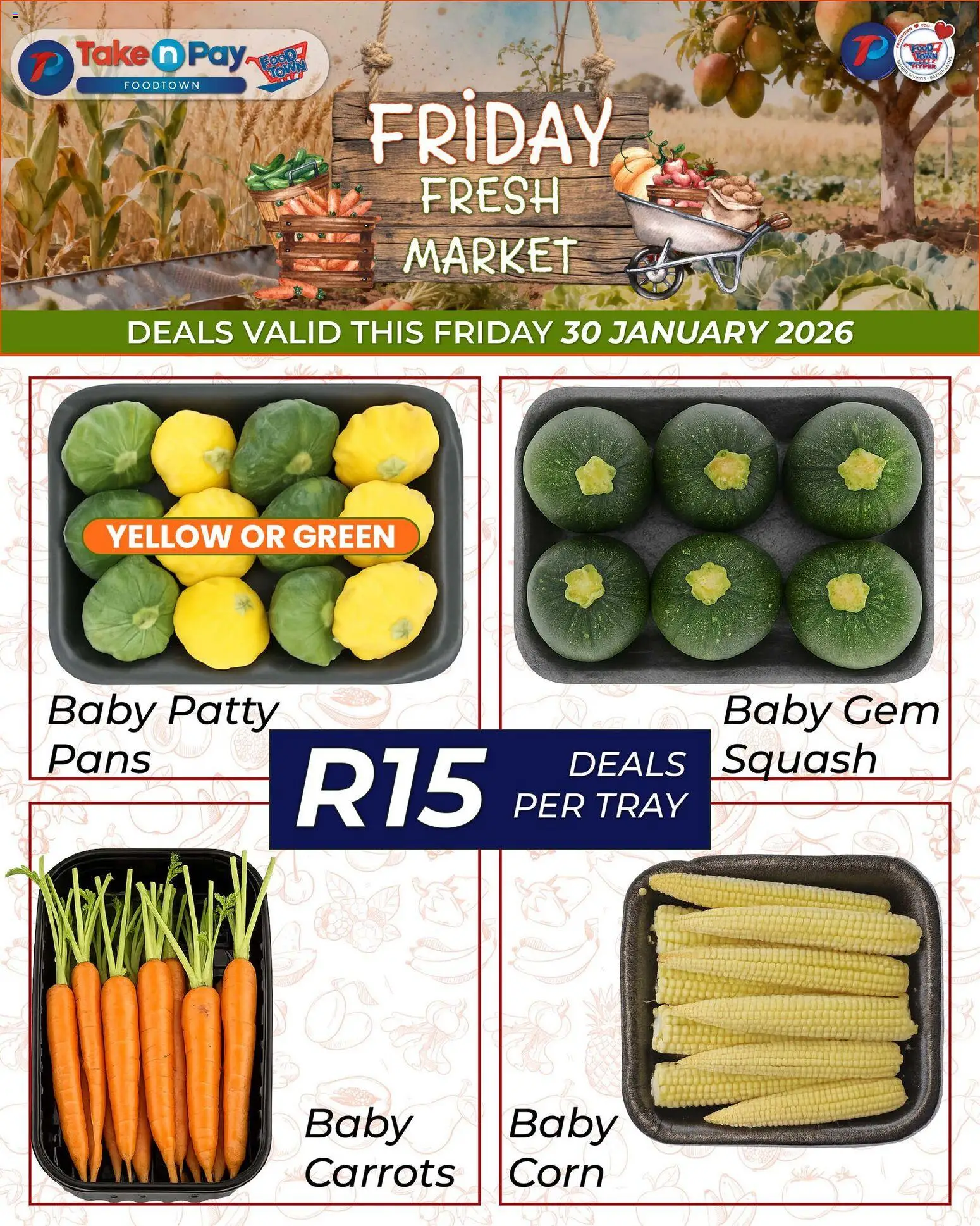 New Take n Pay catalogue – valid from 30.01.2026 | Page: 7 | Products: Tray, Squash, Pans, Carrots