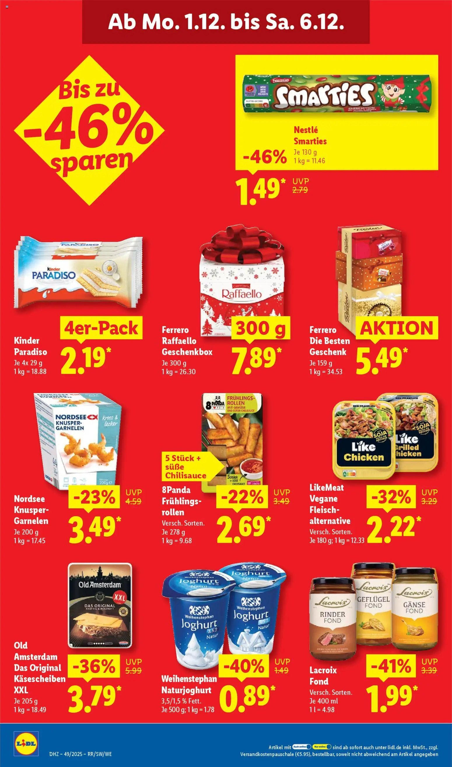 Lidl Prospekt Gladenbach – gültig ab 01.12.2025 | Seite: 16 | Produkte: Raffaello, Joghurt, Garnelen, Fleisch