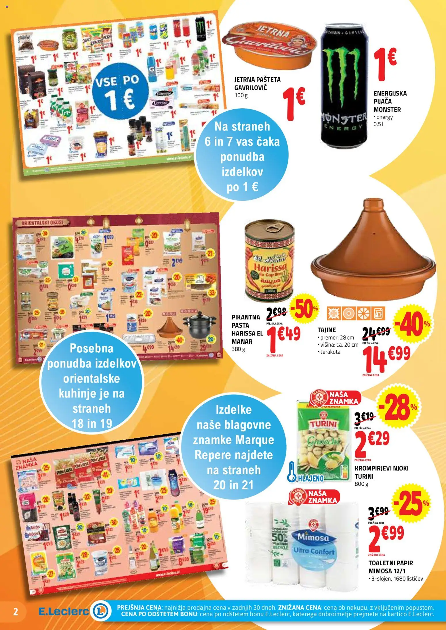 Novi E.leclerc katalog ponudbe – veljaven od 25.02.2026 | Stran: 2 | Izdelki: Toaletni papir, Pašteta, Njoki