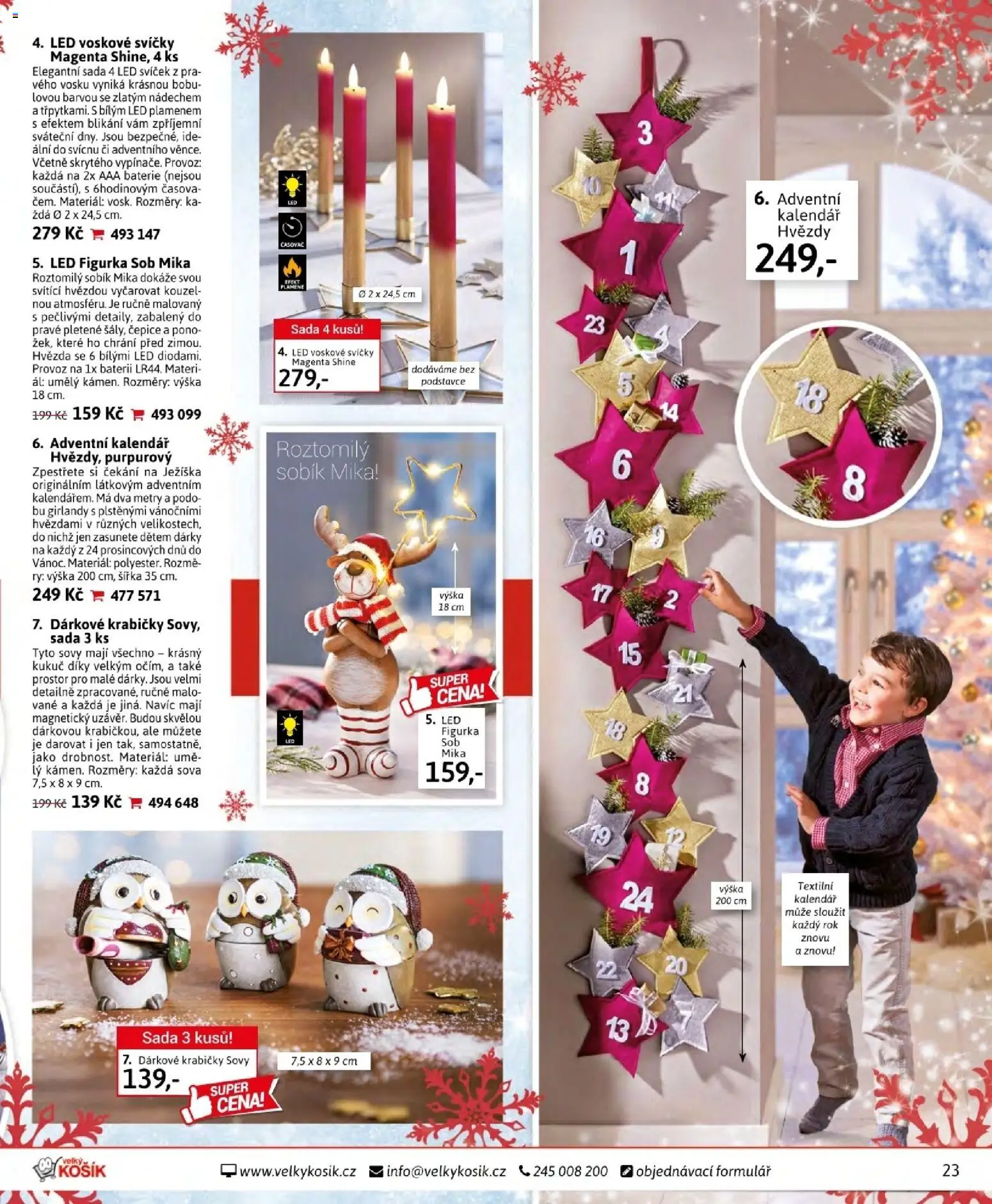 Velký Košík katalog listopad 2025 od 01.11.2025 | Strana: 23 | Produkty: Sova, Adventní kalendář, Kalendář, LED
