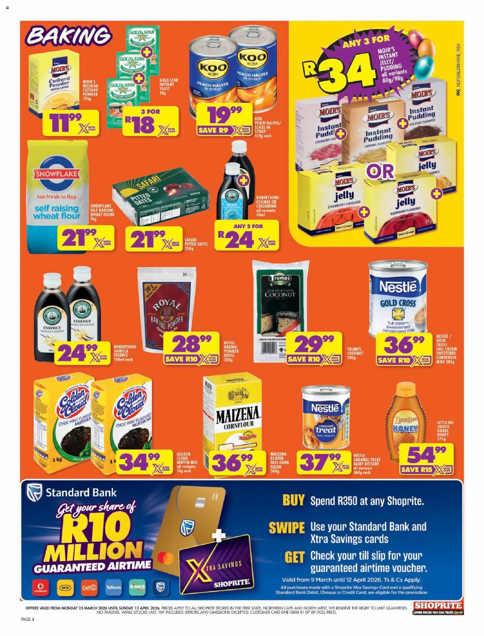 New Shoprite catalogue – valid from 23.03.2026 | Page: 4 | Products: Vanilla essence, Corn, Powder, Peach