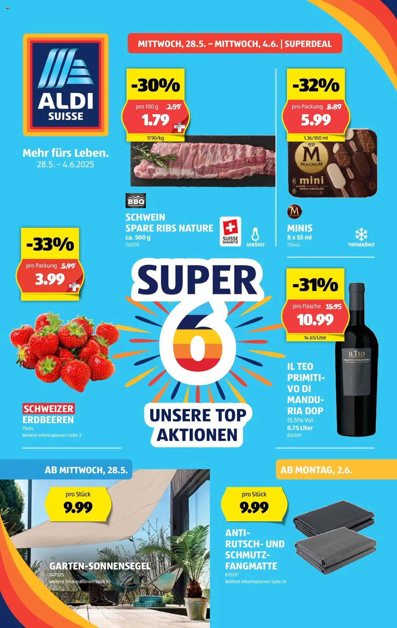 Aldi Aktionen ab 28.05.2025 | Seite: 1 | Produkte: En Kommode, Spare Ribs, Erdbeeren, Top