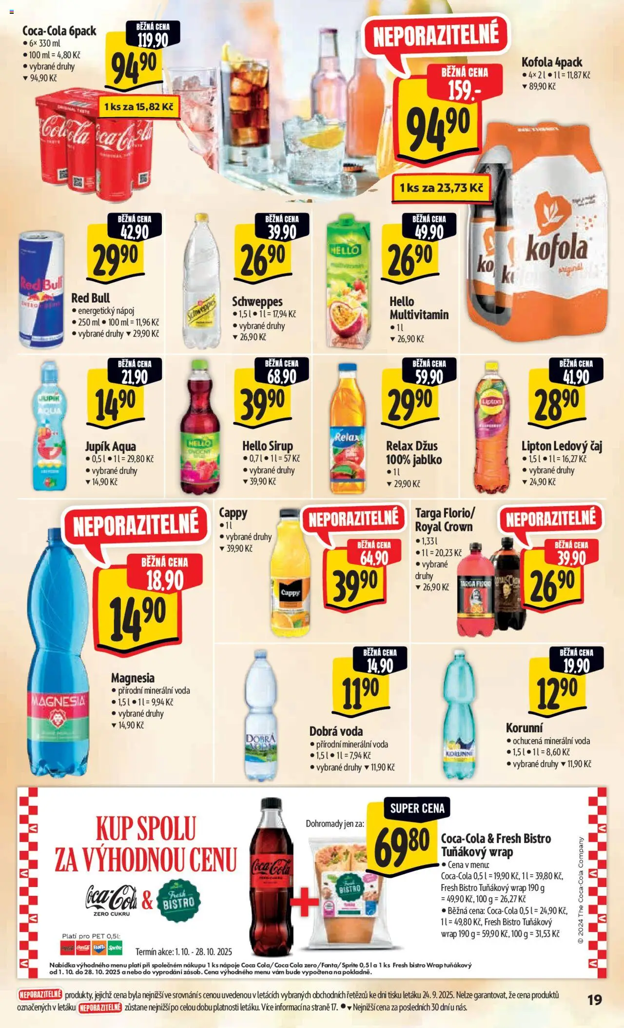 Albert leták - Hypermarket od 01.10.2025 | Strana: 28 | Produkty: Coca cola, Sirup, Minerální voda, Cola