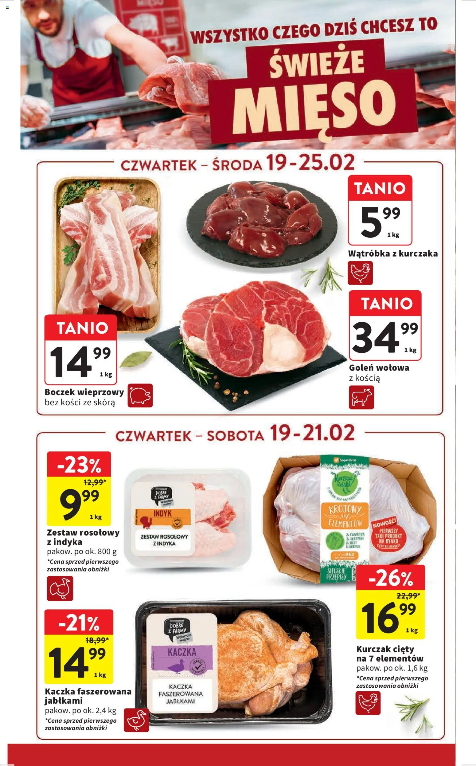 Intermarche Gazetka od 19.02.2026 | Strona: 12 | Produkty: Kurczak, Mięso, Wątróbka, Boczek