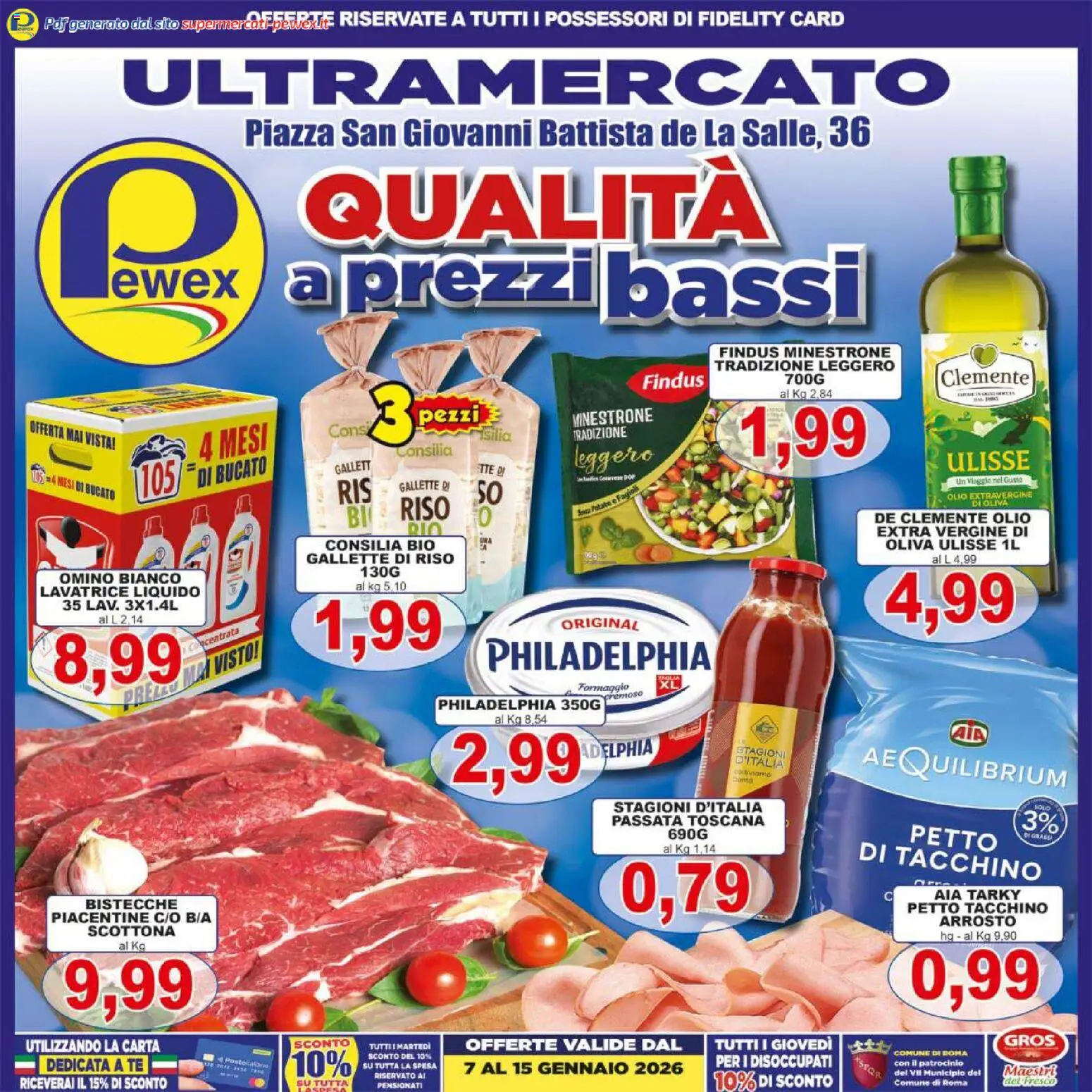 Volantino Pewex del 07.01.2026 | Pagina: 1 | Prodotti: Arrosto, Patate, Lavatrice, Gallette