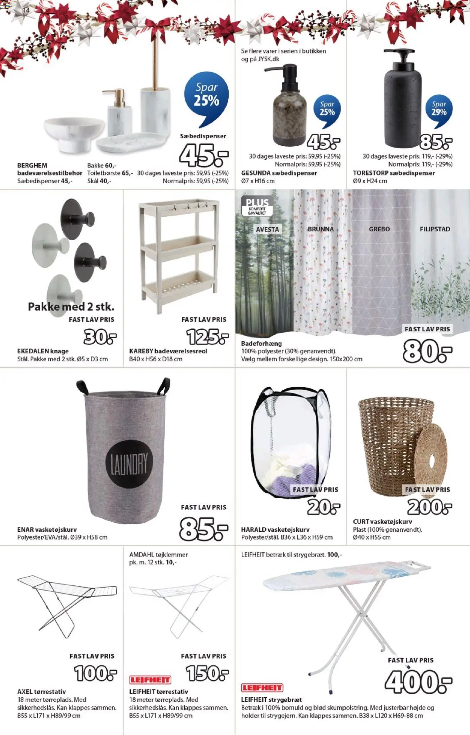 JYSK tilbudsavis – gyldig fra 31.10.2025 | Side: 14 | Produkter: Strygebræt, Badeforhæng