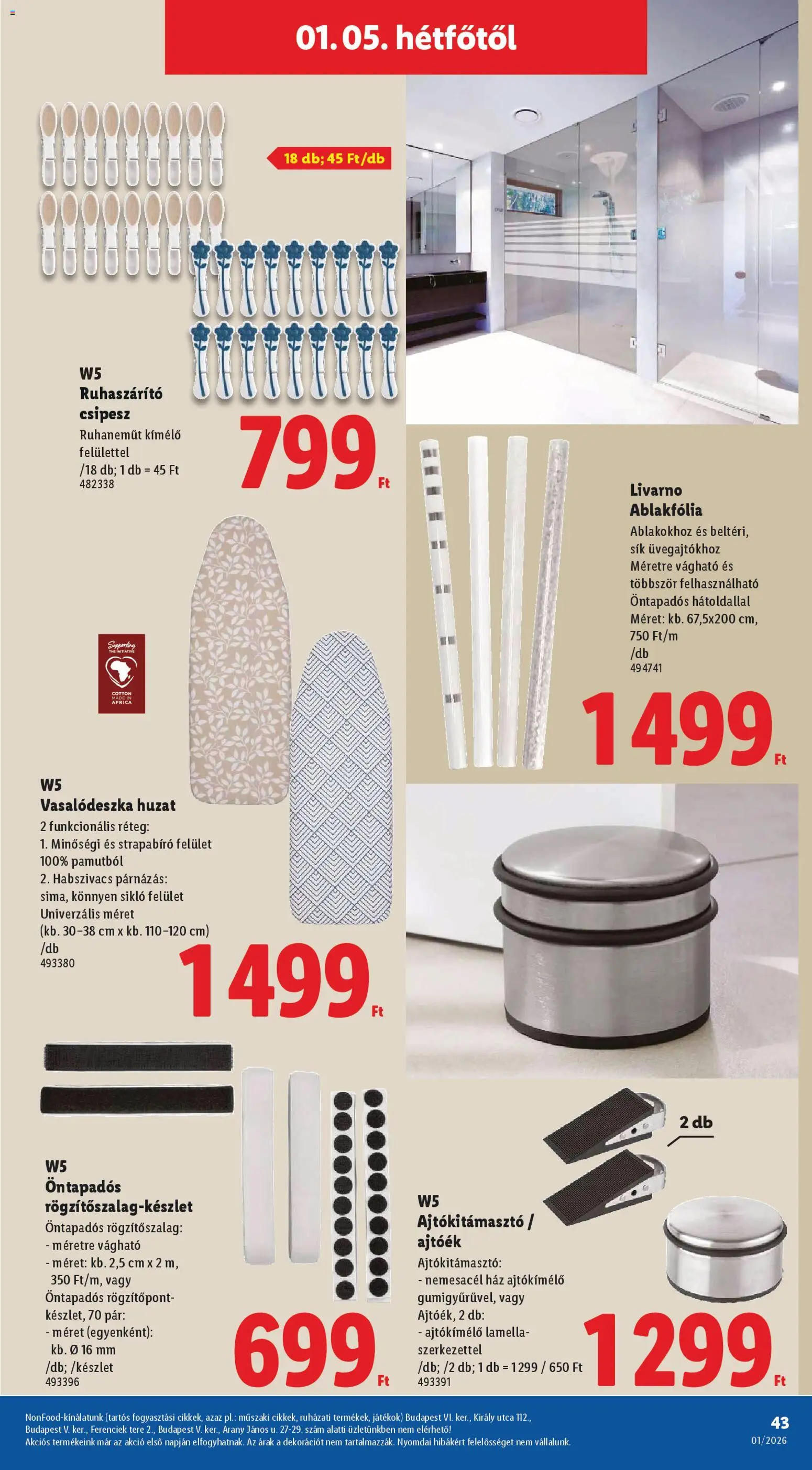 Lidl akciós ujság - amely érvényes a következő dátumtól: 02.01.2026 | Oldal: 43 | Termékek: Játékok, Vasalódeszka, Ablakfólia, Ruhaszárító