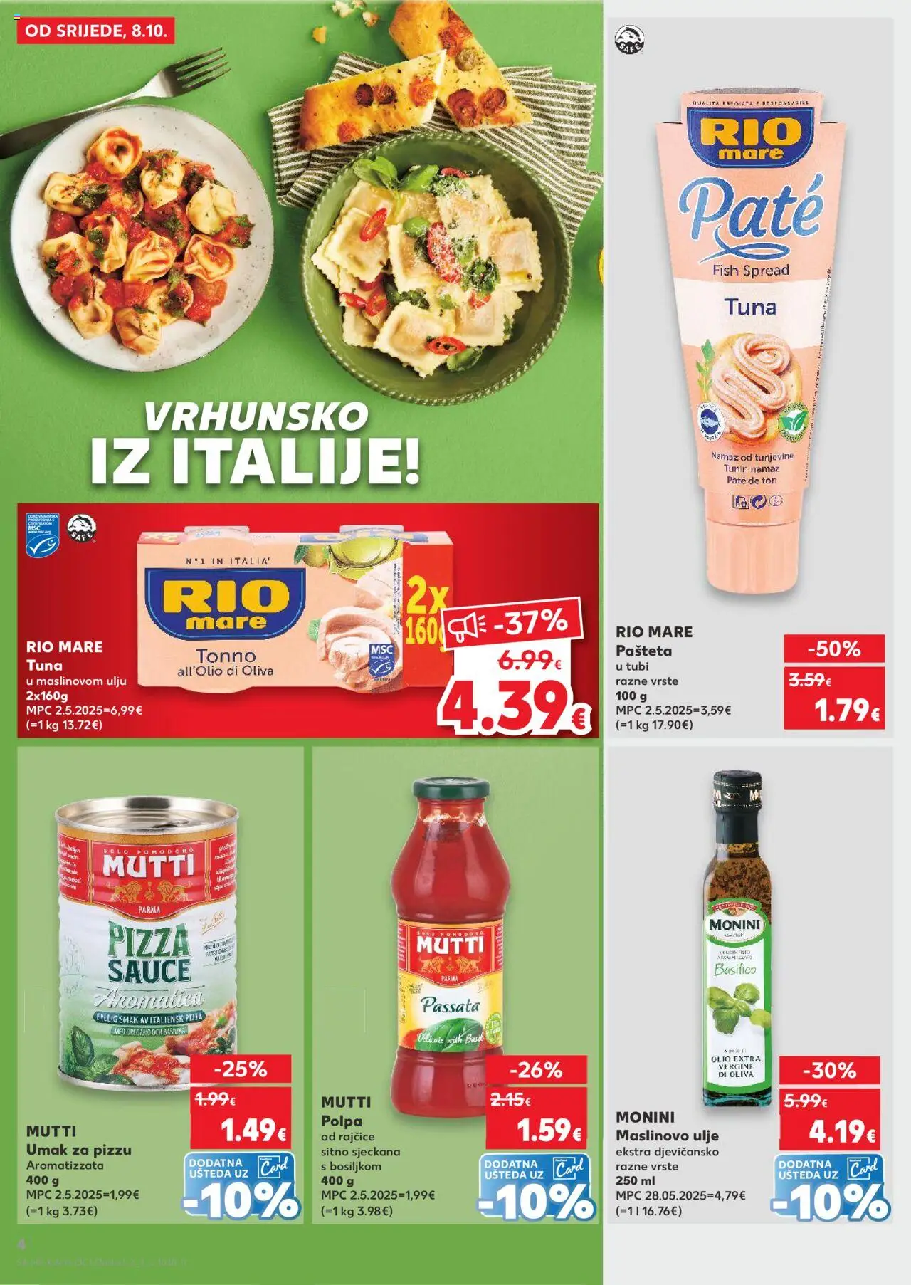 Kaufland katalog | vrijedi od 08.10.2025 | Stranica: 4 | Proizvodi: Rio Mare, Ulje, Maslinovo ulje, Namaz