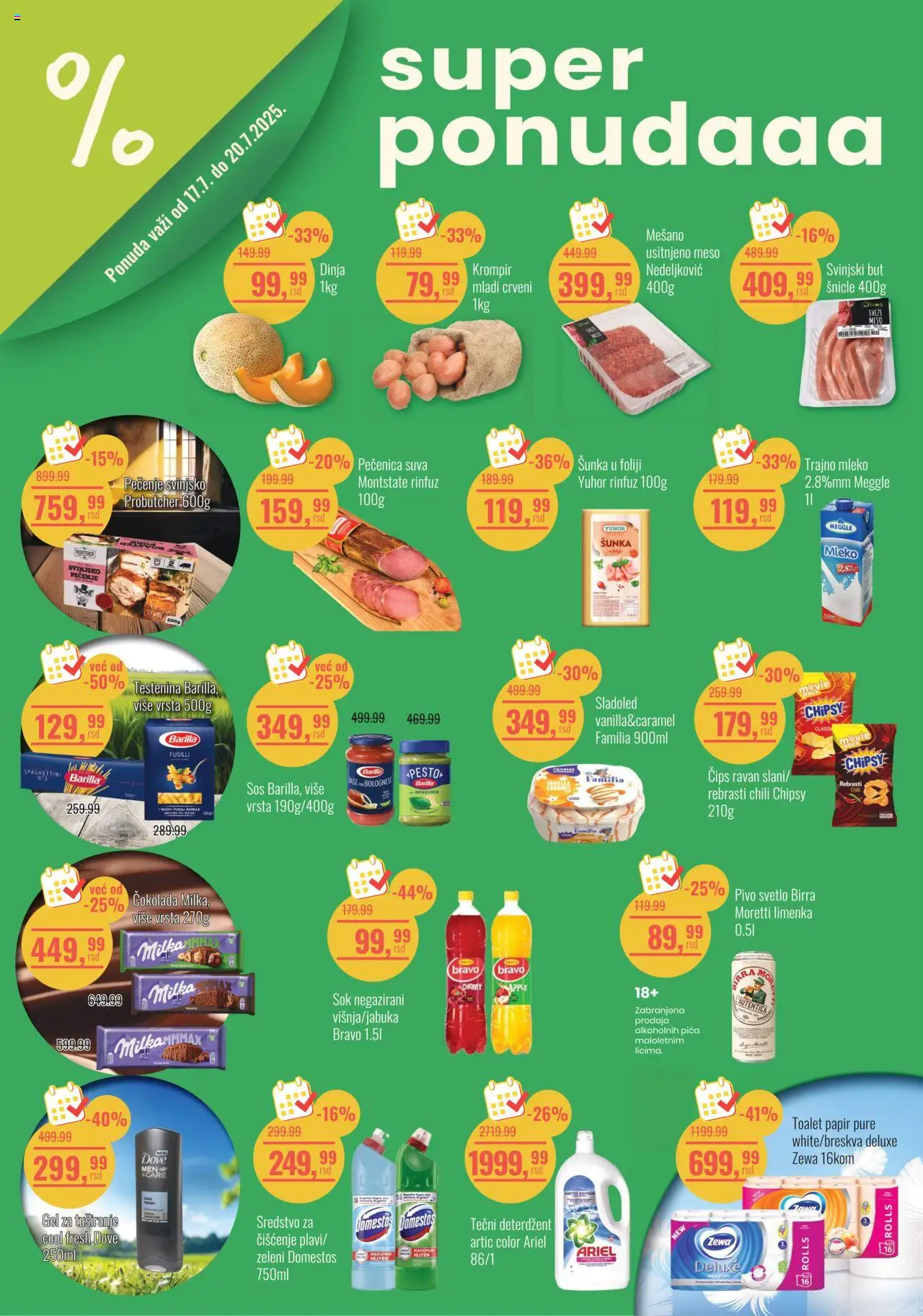 Aroma Market katalog - važi od 17.07.2025 | Strana: 1 | Proizvode: Milka, Toalet papir, Pesto, Sladoled