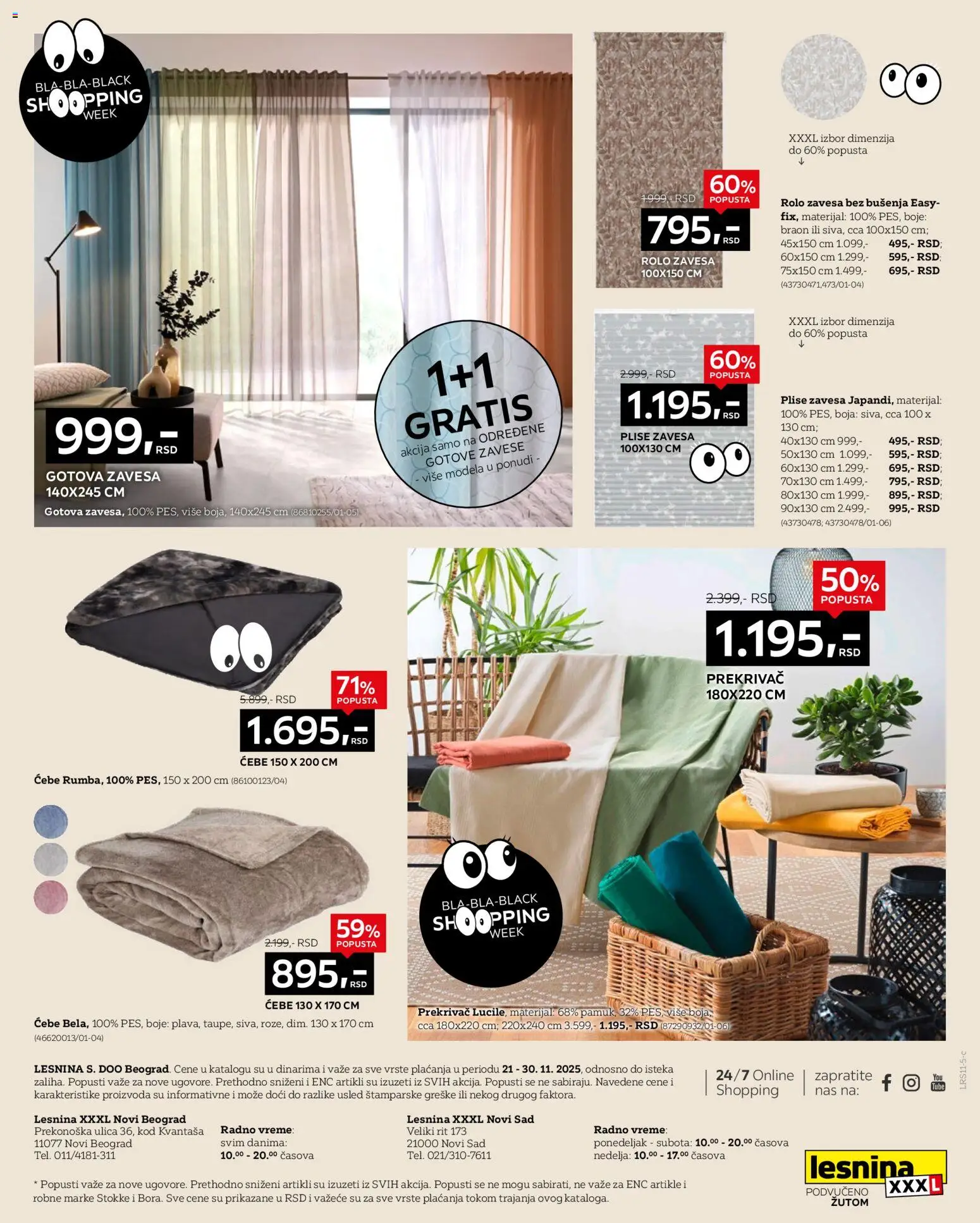 Lesnina XXXL katalog - važi od 21.11.2025 | Strana: 24 | Proizvode: Ćebe, Zavesa