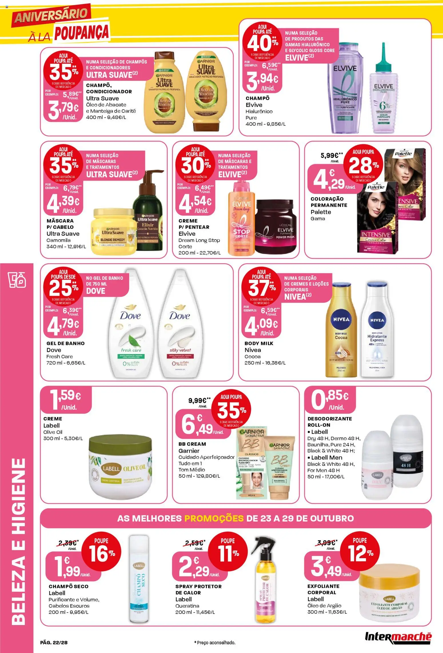 Intermarché Folheto Contact │ válido de 23.10.2025 | Página: 22 | Produtos: Desodorizante, Sérum, Banho, Óleo