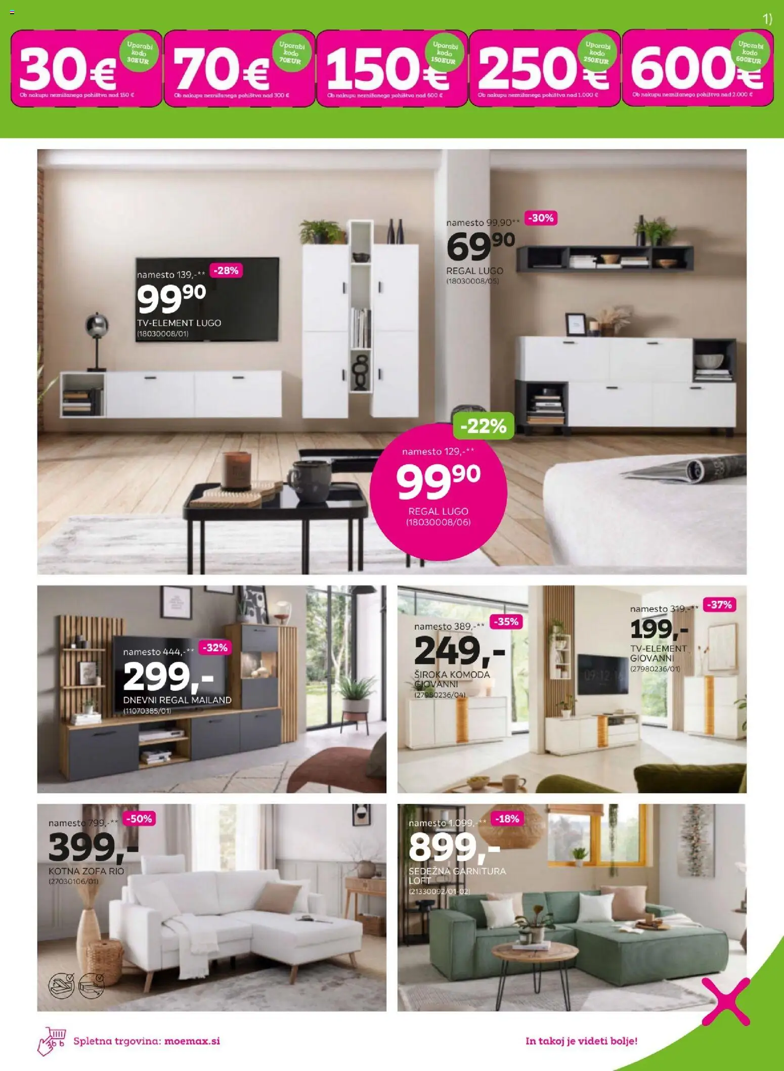 Novi Mömax katalog ponudbe – veljaven od 02.03.2026 | Stran: 3 | Izdelki: Pohištvo, Komoda, Sedezna garnitura, Regal