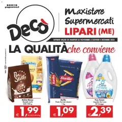 Anteprima del volantino Decò Maxistore, Supermercati - Lipari catalogo valido a partire dal 25.11.2025