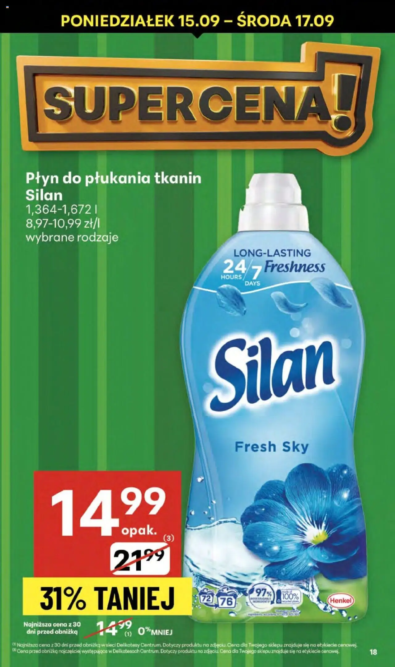 Delikatesy Centrum Gazetka od 11.09.2025 | Strona: 18 | Produkty: Delikatesy, Płyn do płukania tkanin