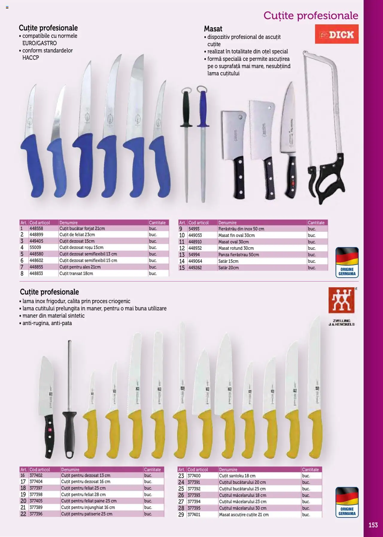 Noul catalog Metro – valabil de la 17.09.2025 | Pagină: 153 | Produse: Mâner, Cuțit, Pâine