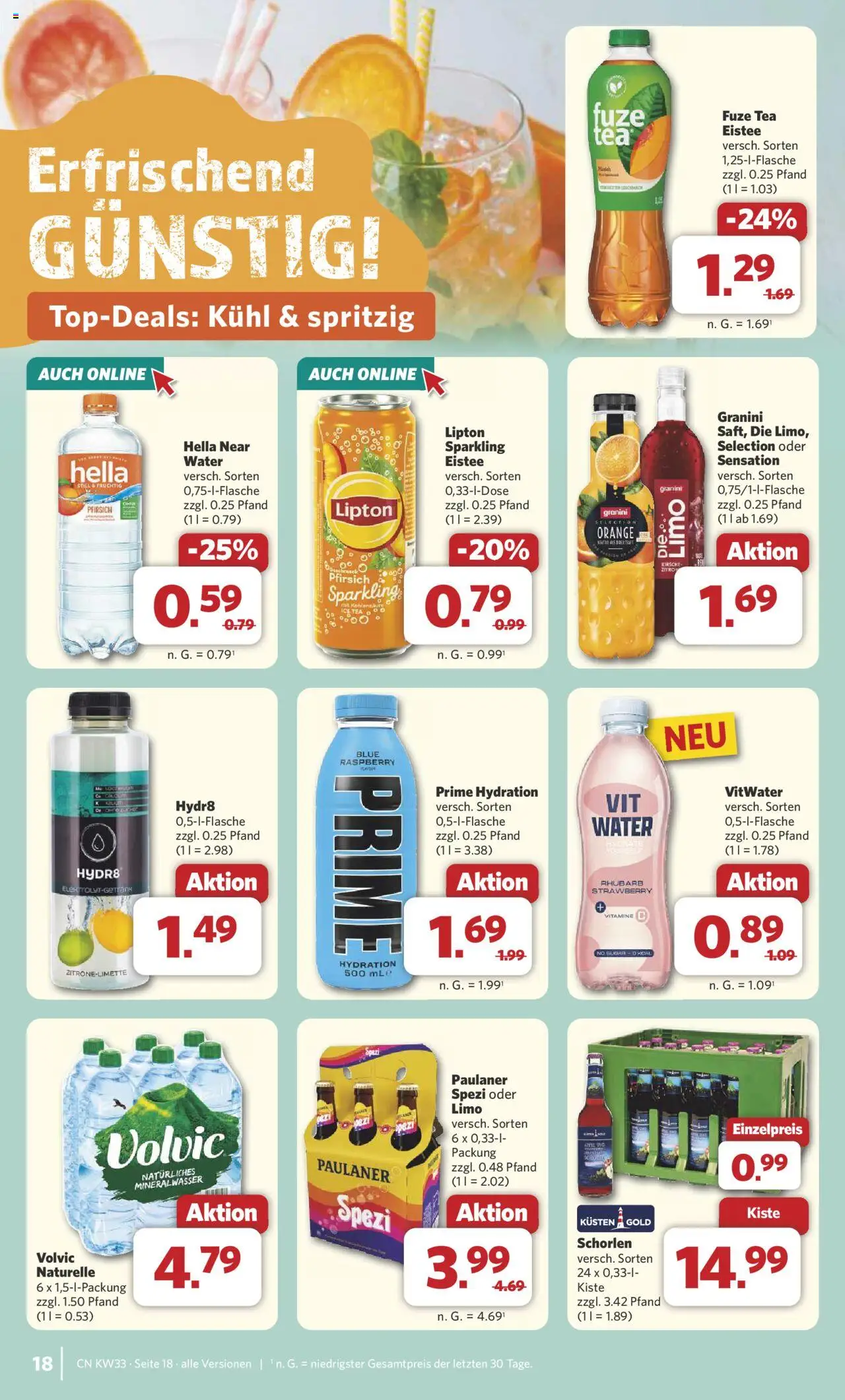 Combi Prospekt 	 - gültig ab dem 11.08.2025 | Seite: 22 | Produkte: Fuze tea, Granini, Volvic, Paulaner