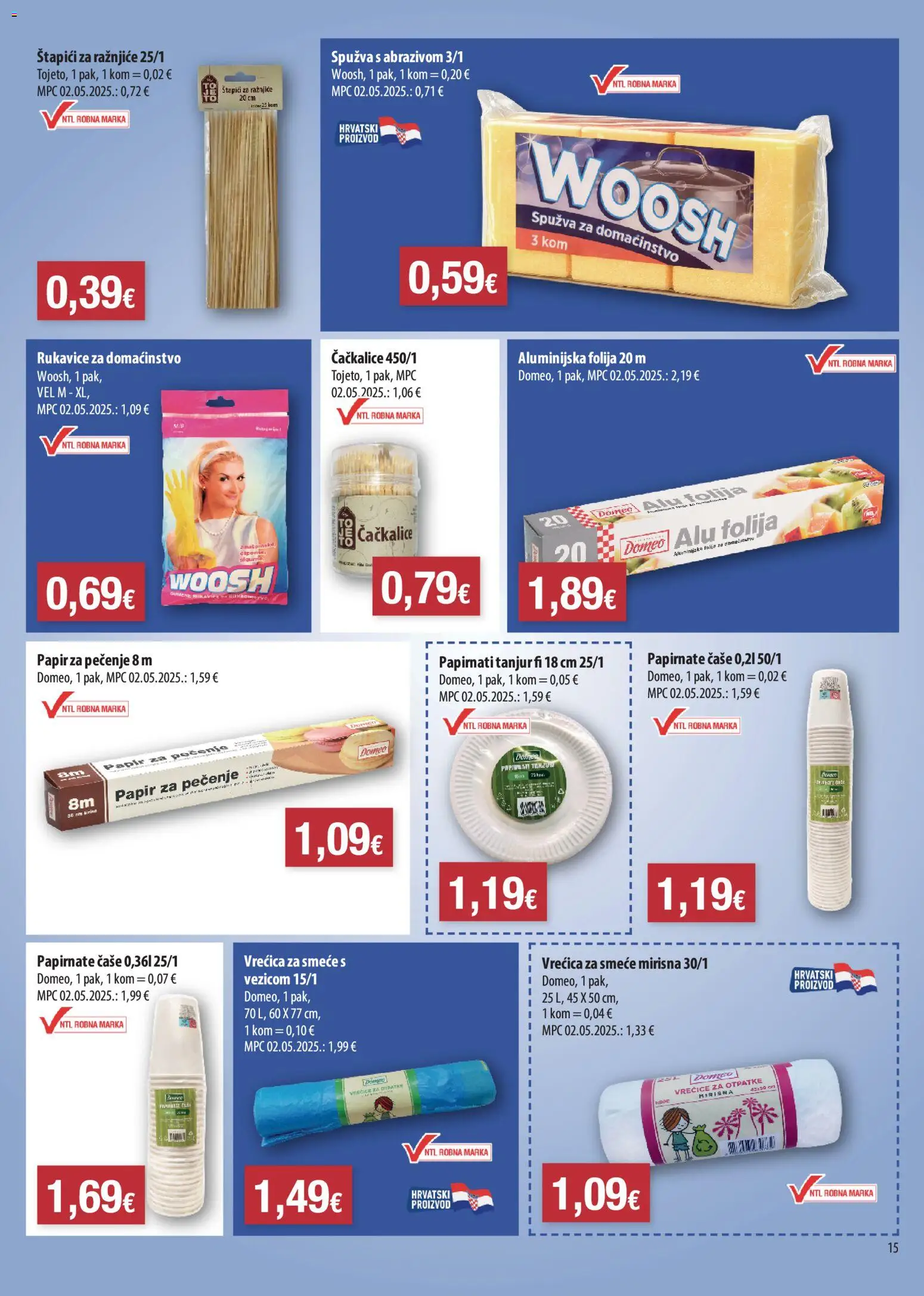 NTL katalog | vrijedi od 15.04.2026 | Stranica: 15 | Proizvodi: Spužva, Čaše, Rukavice, Štapići