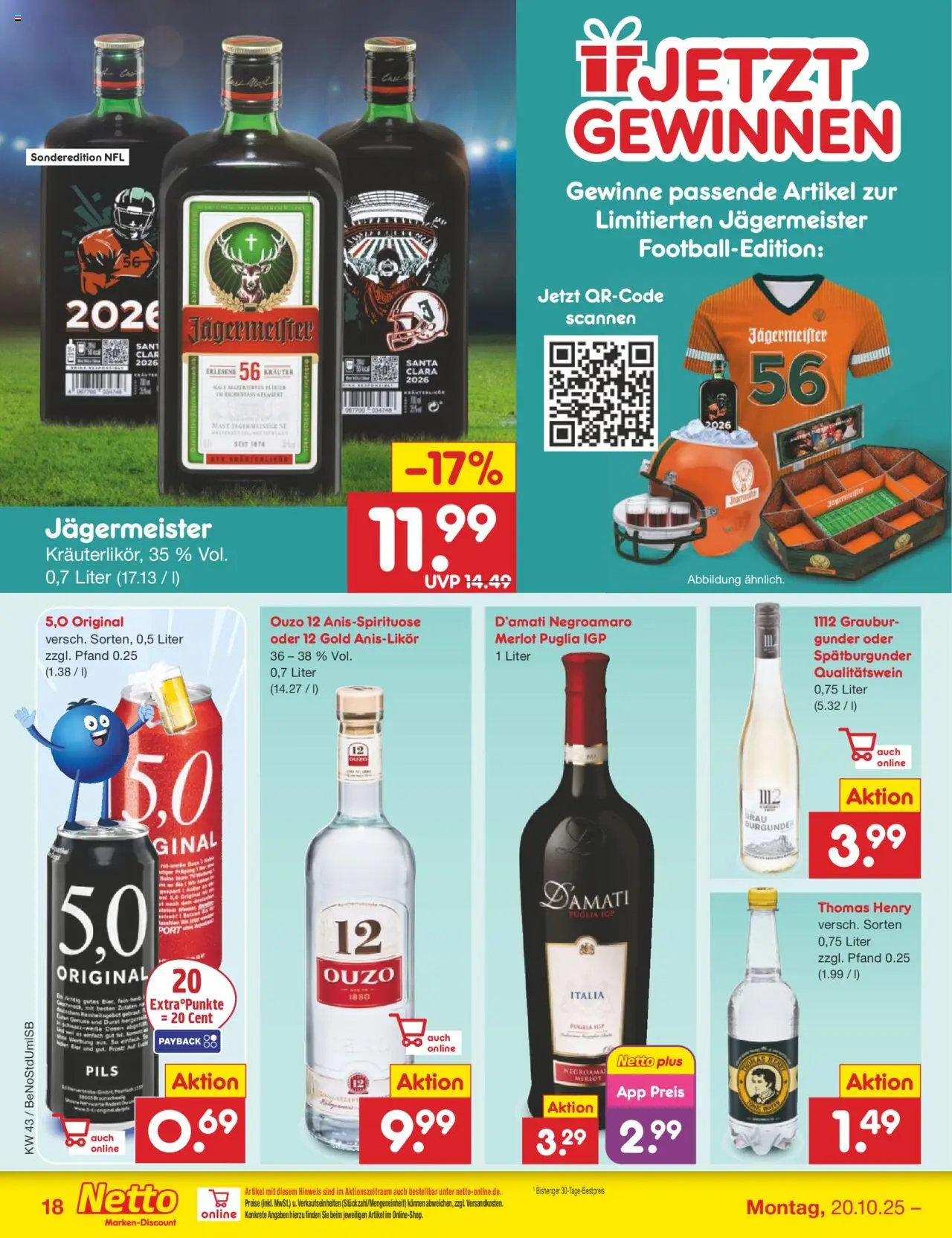 Netto Marken-Discount Prospekt 	 – gültig ab 20.10.2025 | Seite: 24 | Produkte: Ouzo, Bier, Merlot, Pils