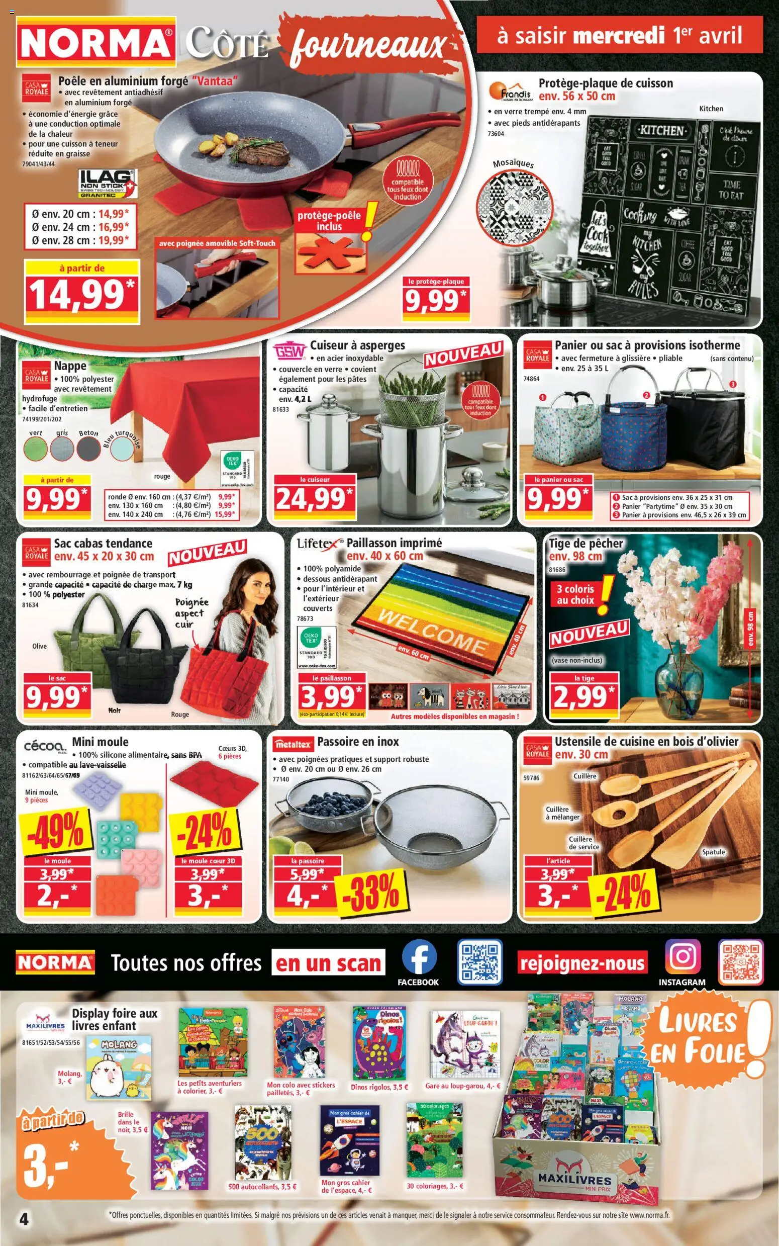 {H1} | Page: 4 | Produits: Passoire, Poêle, Spatule, Panier