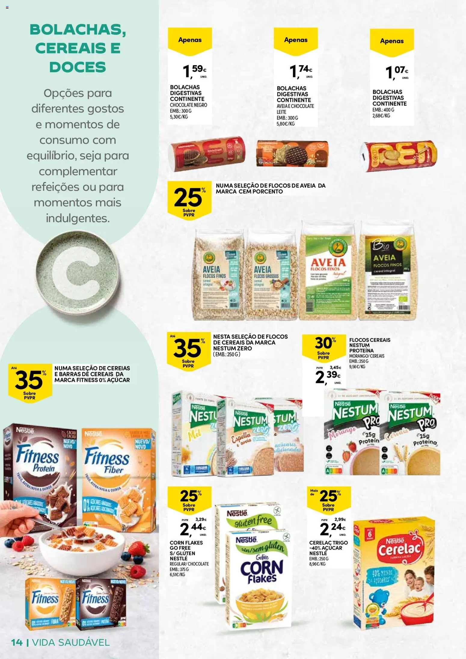 Continente - Açores: Vida Saudável │ válido de 20.01.2026 | Página: 14 | Produtos: Bolachas, Chocolate, Mel, Açúcar