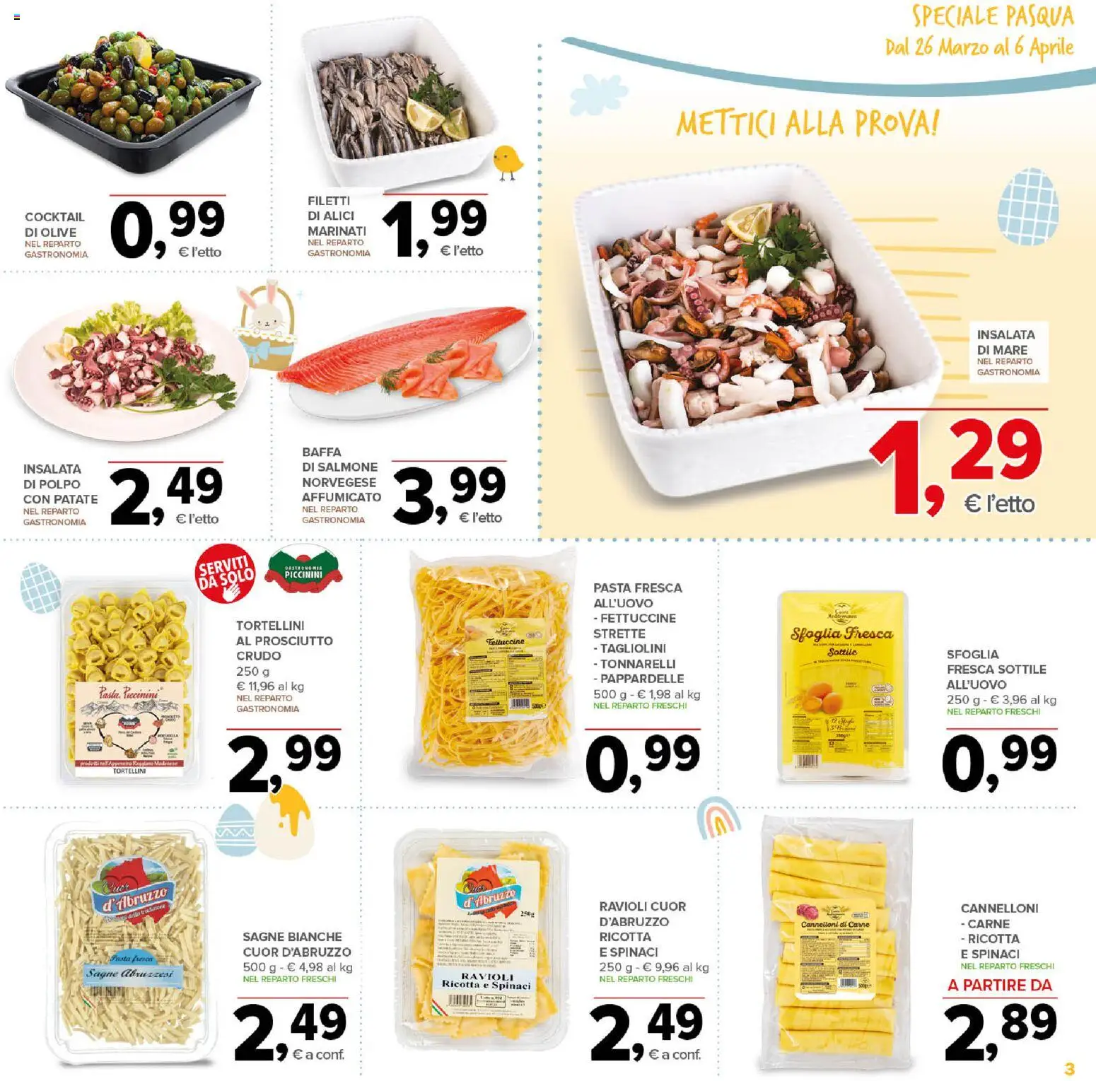 Volantino Todis del 26.03.2026 | Pagina: 3 | Prodotti: Polpo, Prosciutto, Ravioli, Alici