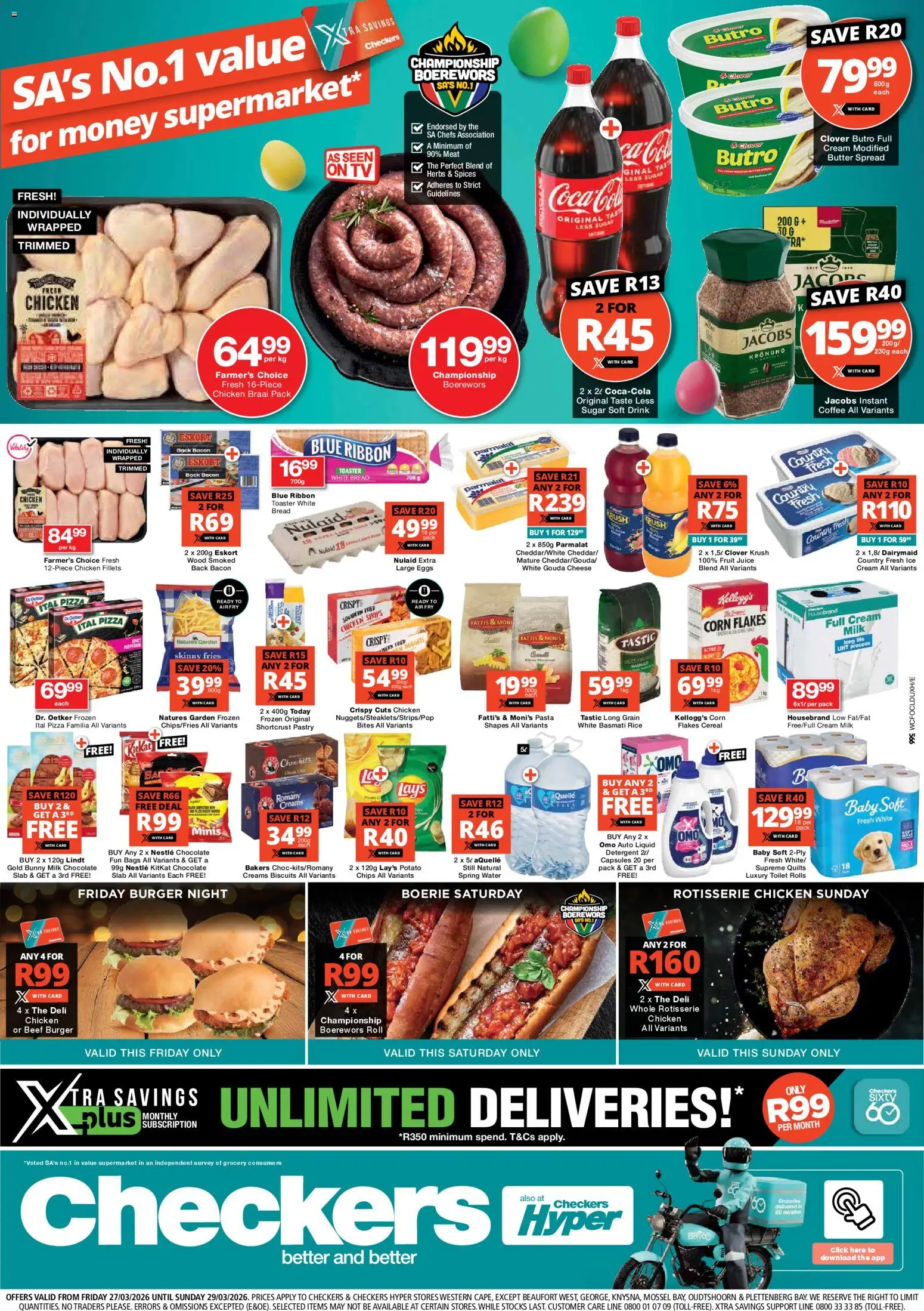 New Checkers catalogue – valid from 27.03.2026 | Page: 1 | Products: TV, Coffee, Cream, Fruit