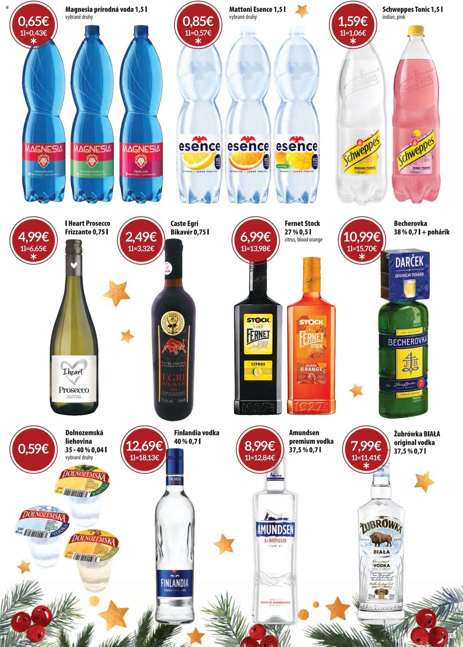 Nové CBA Komfos akcie – leták je platný od 15.12.2025 | Strana: 17 | Produkty: Becherovka, Magnesia, Fernet, Finlandia