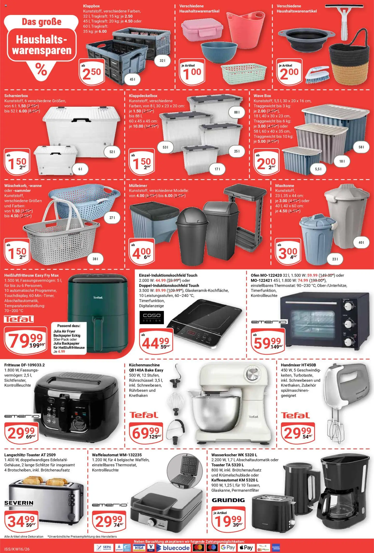 Globus Prospekt 	 – gültig ab 13.04.2026 | Seite: 23 | Produkte: Wasserkocher, Rührbesen, Toaster, Fritteuse