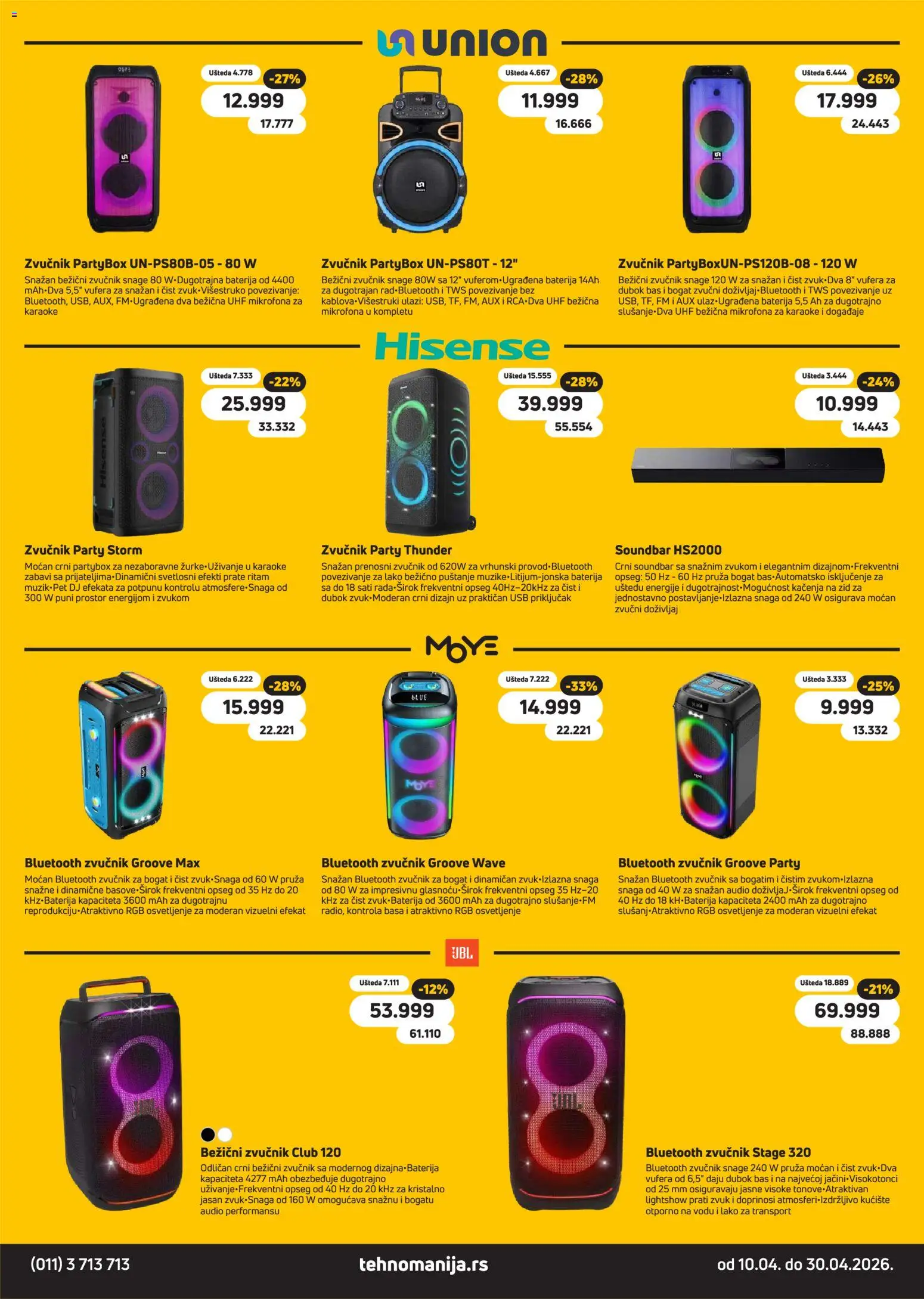 Tehnomanija katalog - važi od 10.04.2026 | Strana: 11 | Proizvode: Baterija, Priključak, Zvučnik, USB