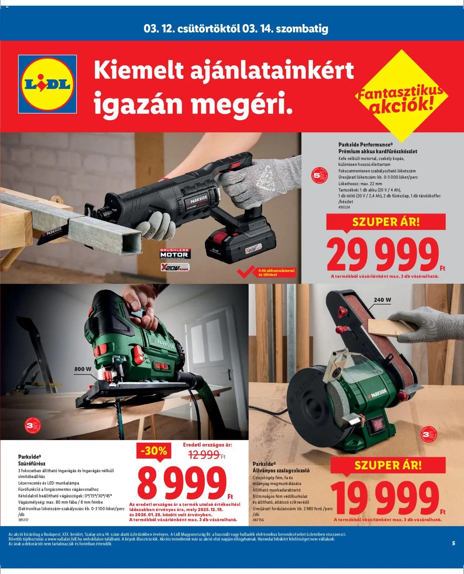 Lidl akciós ujság - amely érvényes a következő dátumtól: 12.03.2026 | Oldal: 5 | Termékek: Parkside, Szúrófűrész, Töltő, Kefe