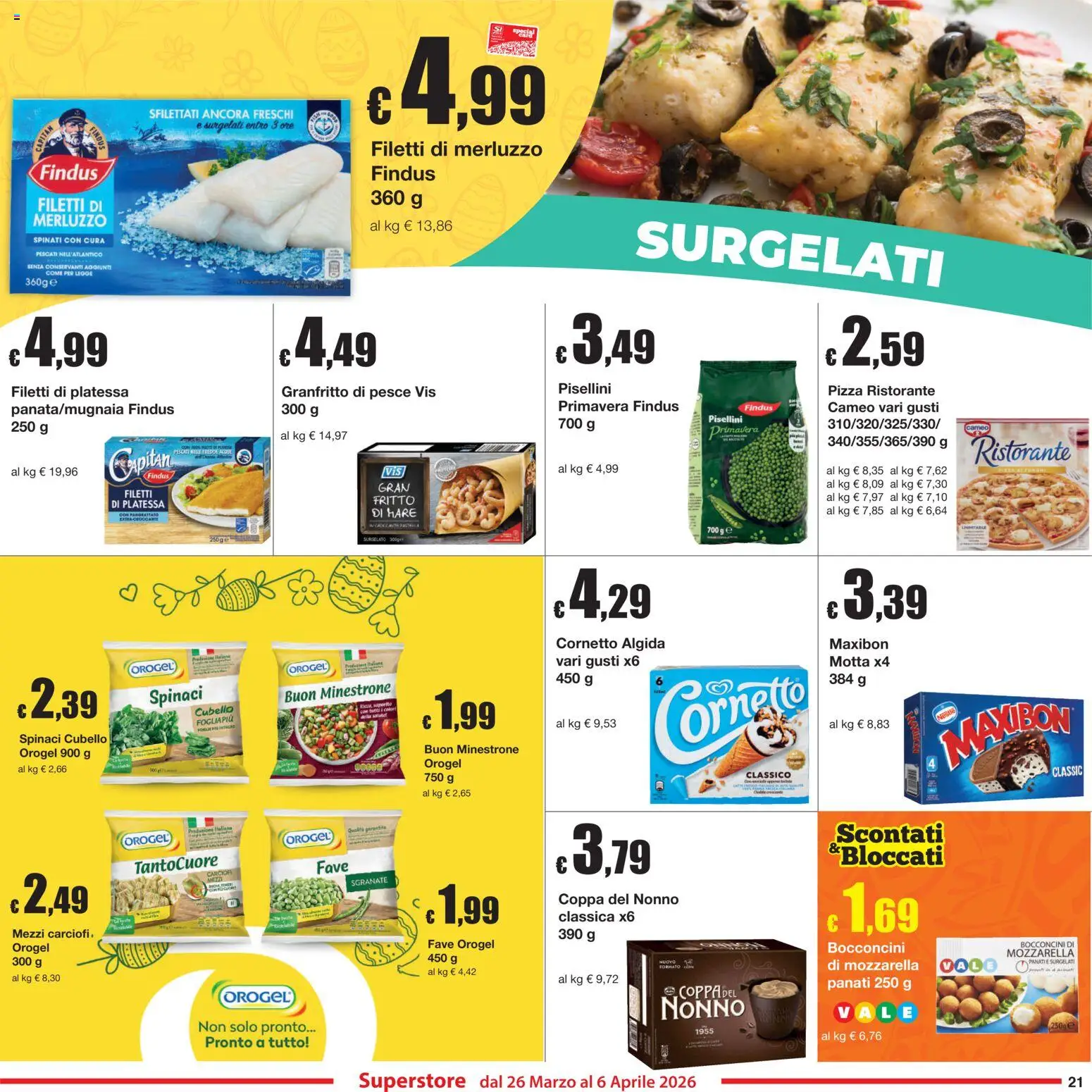 Volantino Sì con Te del 26.03.2026 | Pagina: 21 | Prodotti: Minestrone, Pesce, Cornetto, Mozzarella