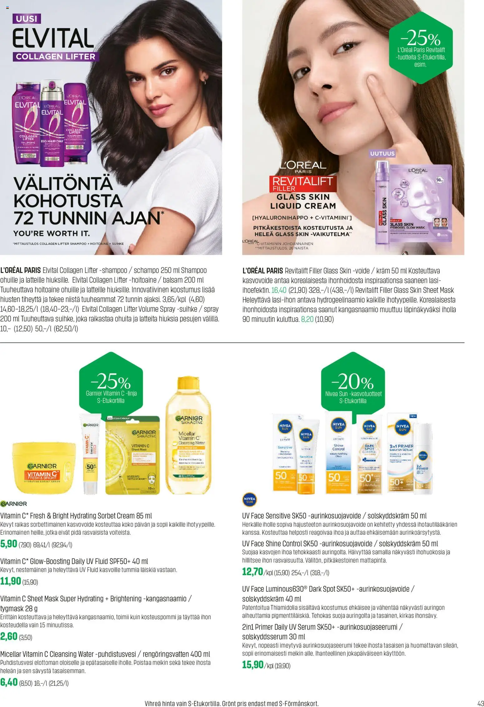 Sokos tarjoukset – voimassa 02.03.2026 alkaen | Sivu: 43 | Tuotteet: Shampoo, Hoitoaine, Kasvovoide
