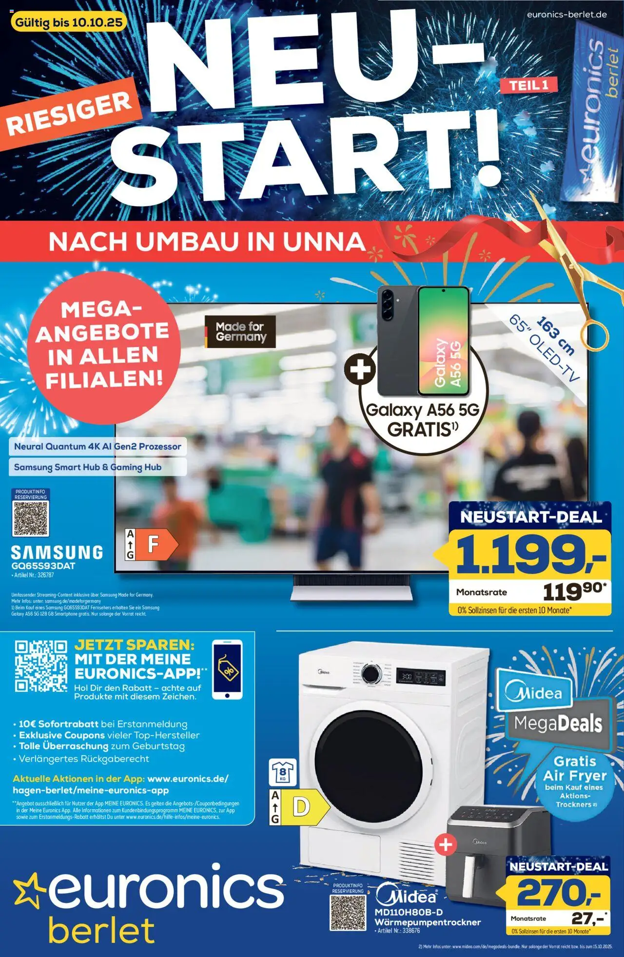Euronics  Neustart  Angebote – gültig ab 02.10.2025 | Seite: 1 | Produkte: Samsung, Smartphone