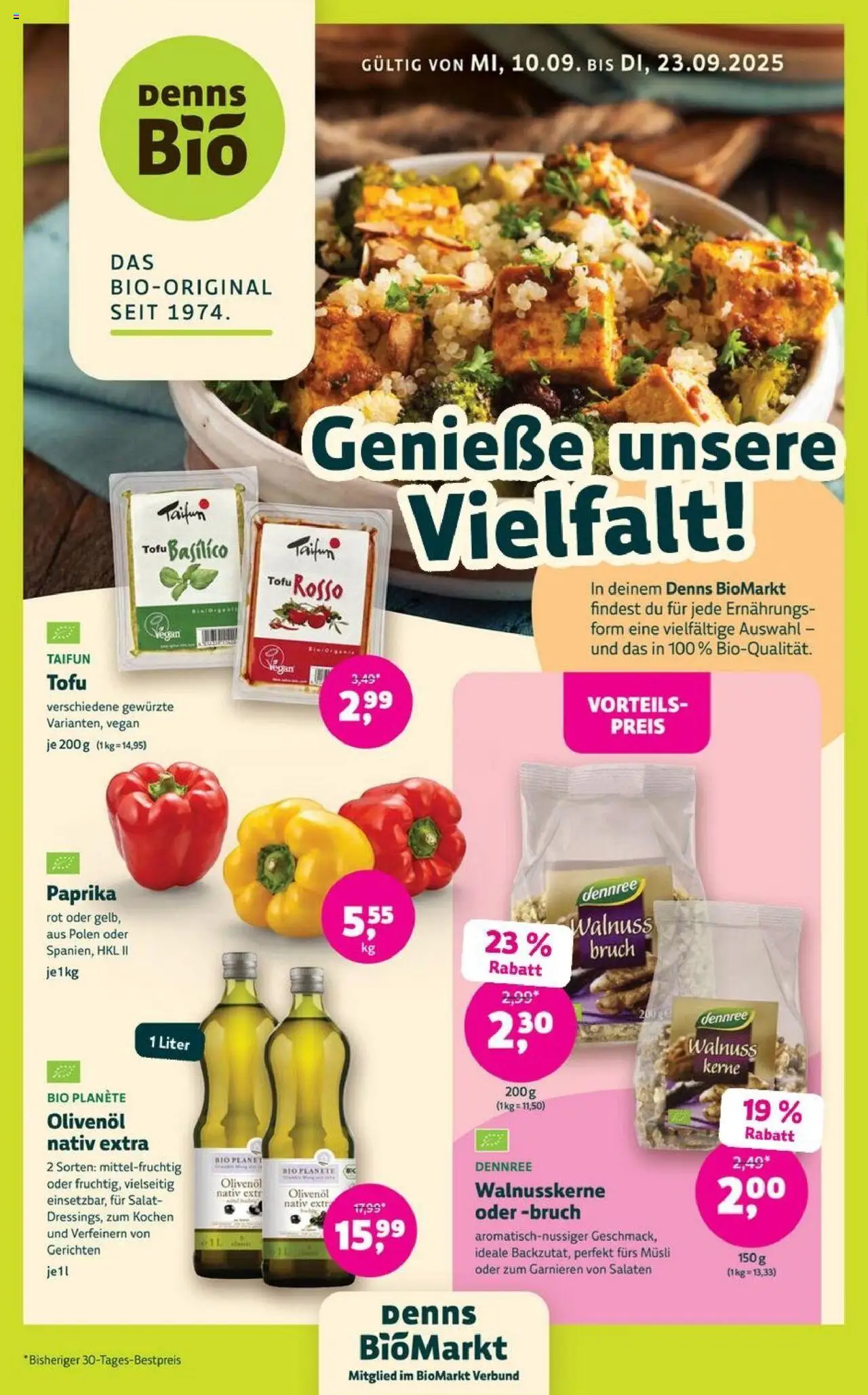 Denns BioMarkt Angebote – gültig ab 10.09.2025 | Seite: 1 | Produkte: Musli, Paprika rot, Olivenol, Paprika