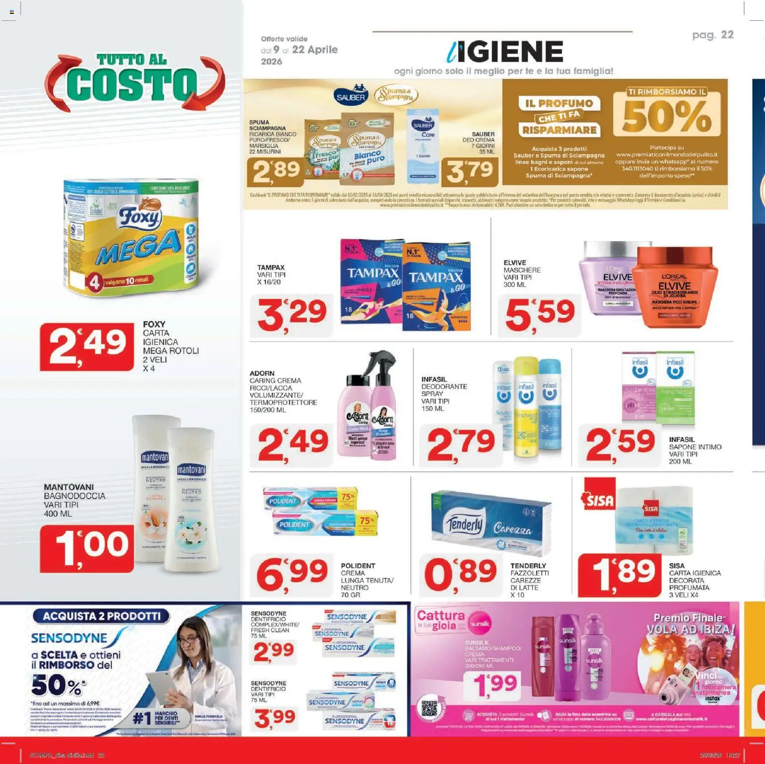 Volantino SISA del 09.04.2026 | Pagina: 22 | Prodotti: Sapone, Latte, Fotocamera, Menta