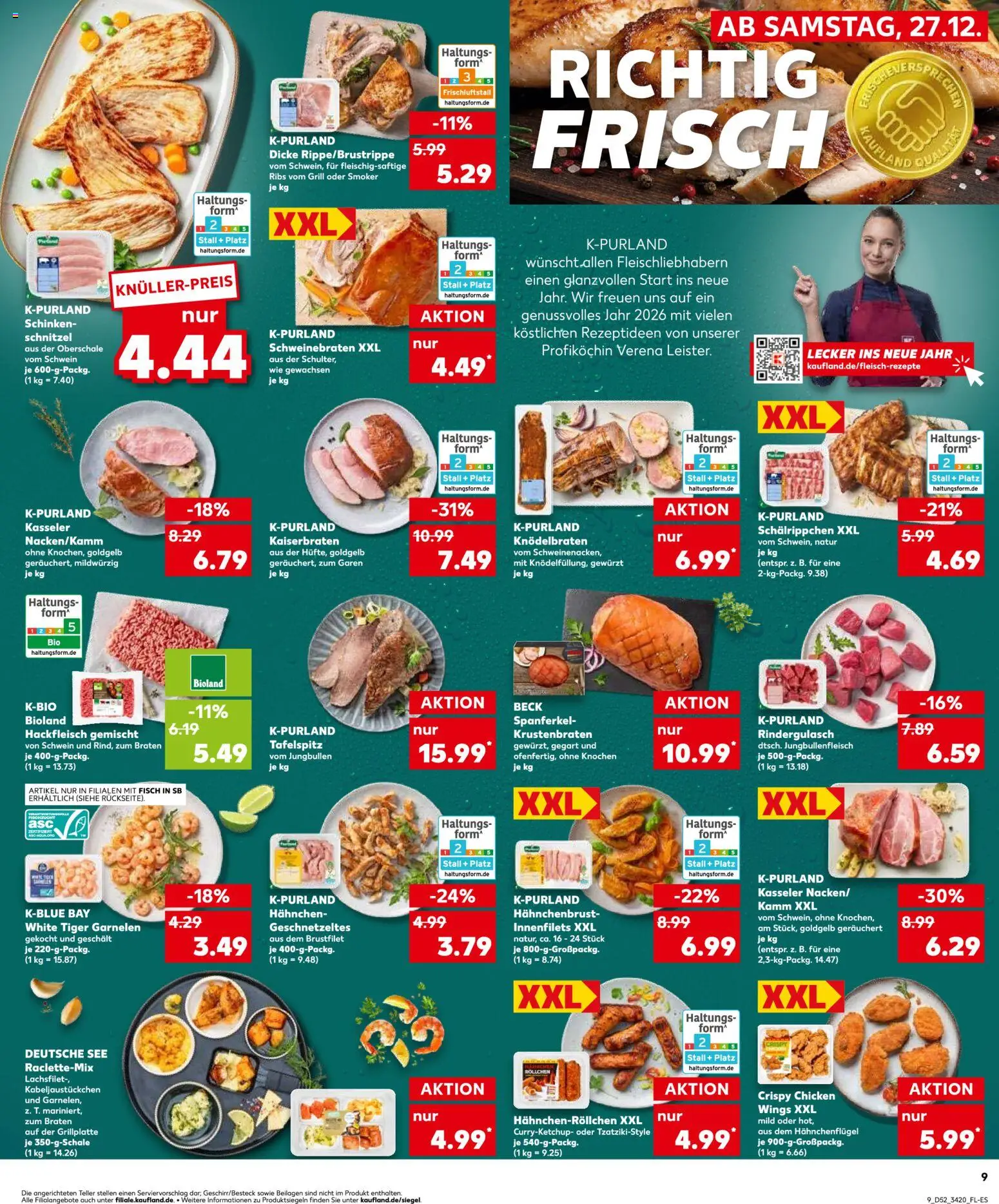 Kaufland prospekt Berlin	 – gültig ab 27.12.2025 | Seite: 9 | Produkte: Rindergulasch, Garnelen, Krustenbraten, Schinken