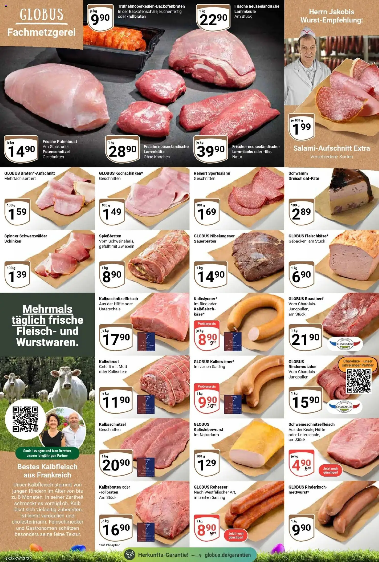 Globus prospekt Neunkirchen	 – gültig ab 23.03.2026 | Seite: 13 | Produkte: Rinderrouladen, Lammkeule, Zwiebeln, Fleisch