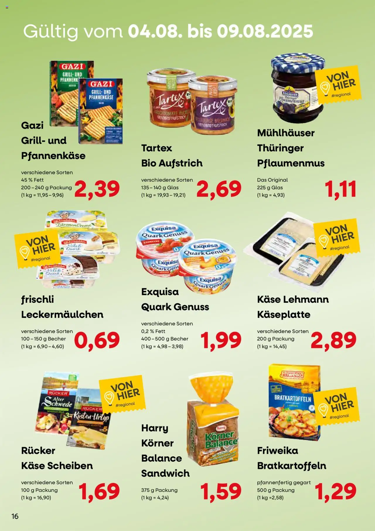 KONSUM Leipzig - Nah. Frisch. Freundlich. - gültig ab dem 28.07.2025 | Seite: 16 | Produkte: Grill, Quark, Käse, Exquisa