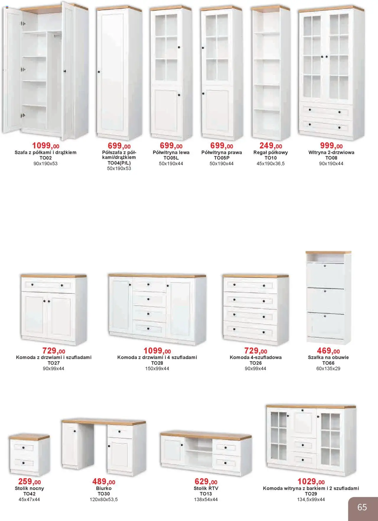Bodzio Katalog od 01.10.2025 | Strona: 65 | Produkty: Komoda, Stolik nocny, Witryna, Regał