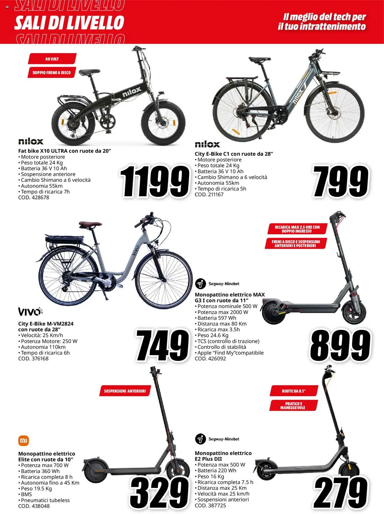 Volantino Media World del 04.10.2025 | Pagina: 10 | Prodotti: Monopattino, Disco, Batteria, Monopattino elettrico