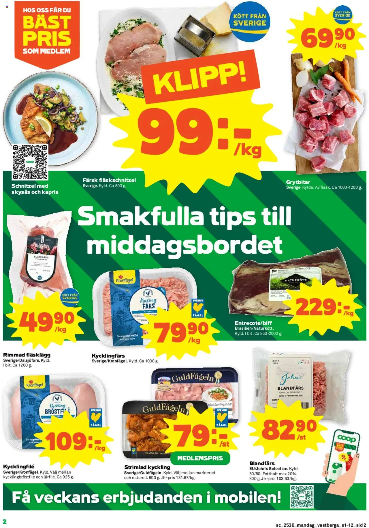 Coop Forum reklamblad aktuell från 01.09.2025 | Sida: 2 | Produkter: Entrecote, Blandfärs, Kapris, Nötkött