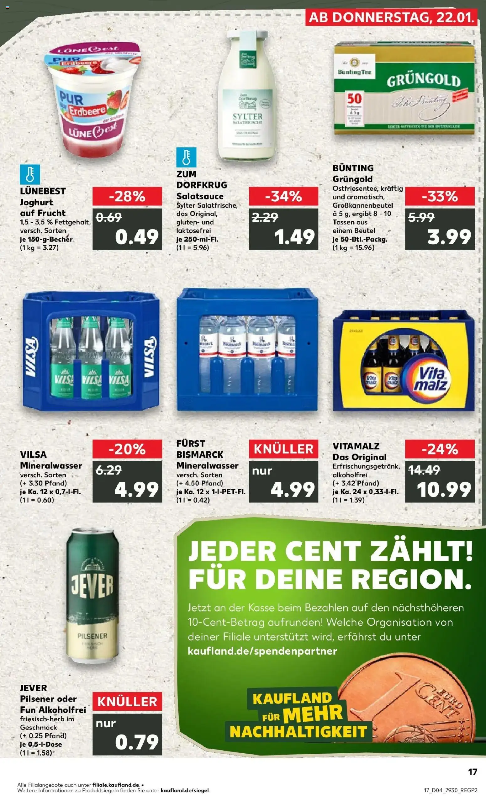 Kaufland prospekt Lüneburg	 – gültig ab 22.01.2026 | Seite: 2 | Produkte: Joghurt, Mineralwasser, Jever, Tee