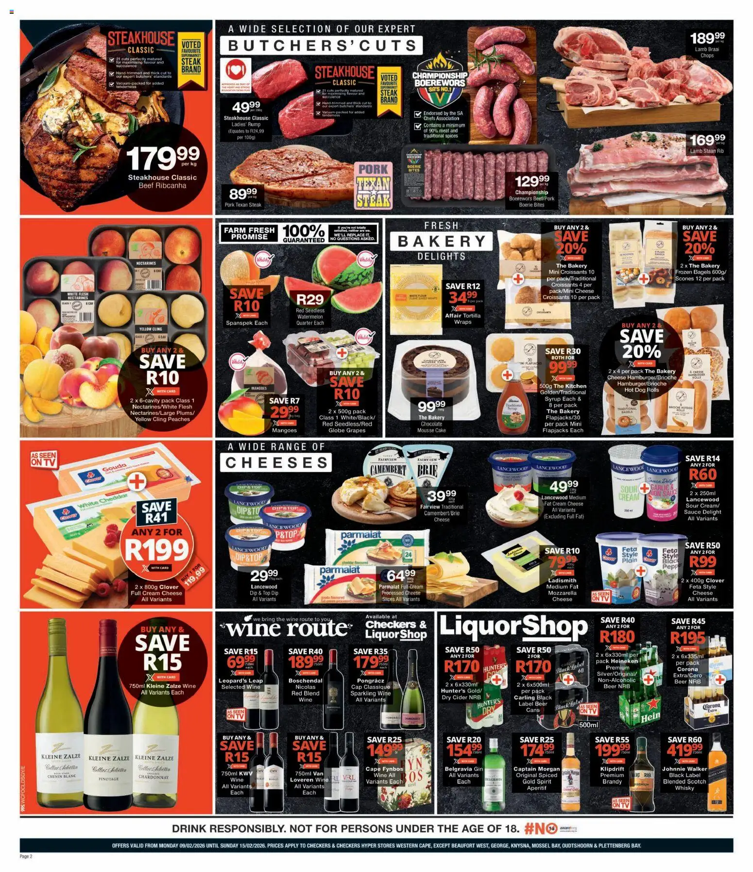 New Checkers catalogue – valid from 09.02.2026 | Page: 2 | Products: Flour, TV, Brandy, Cream