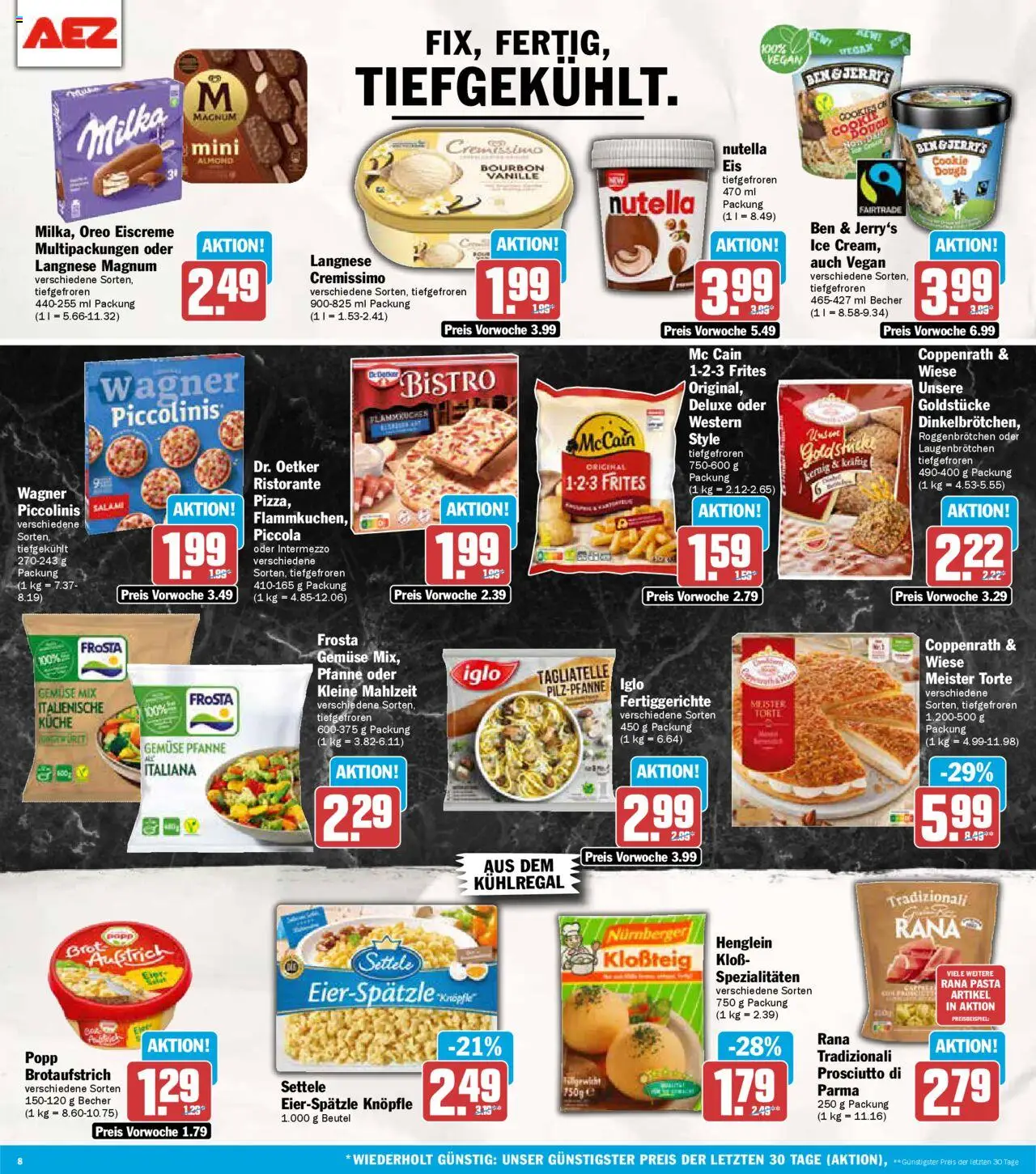 AEZ Prospekt 	 – gültig ab 22.09.2025 | Seite: 8 | Produkte: Langnese, McCain, Milka, Frosta