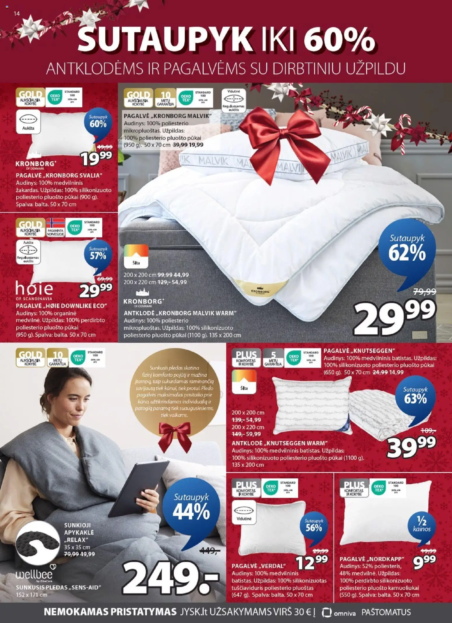 JYSK akcijos nuo 16.12.2025 | Puslapis: 14 | Prekių: Pagalvė, Antklodė, Pledas