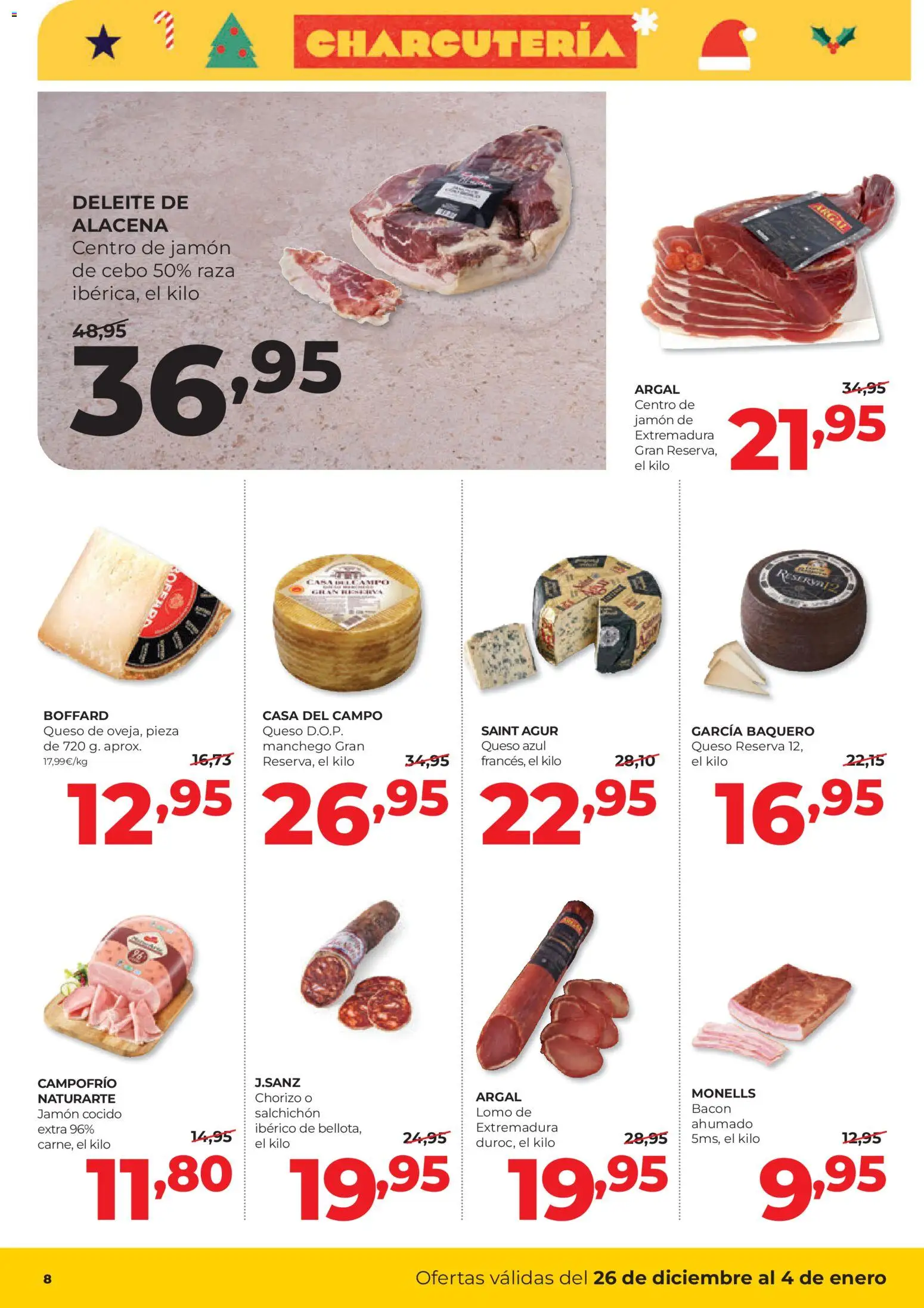 Alimerka folleto │ válido desde el 26.12.2025 | Página: 8 | Productos: Queso, Jamón, Jamón cocido