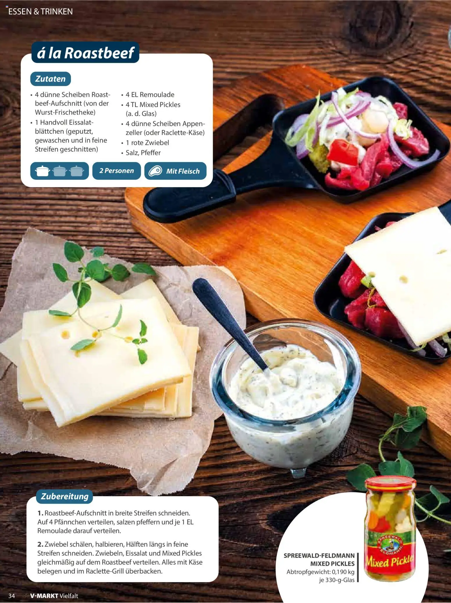 V-Markt - Vielfalt November / Dezember 2025 – gültig ab 01.11.2025 | Seite: 34 | Produkte: Käse, Roastbeef, Eissalat, Pfeffer